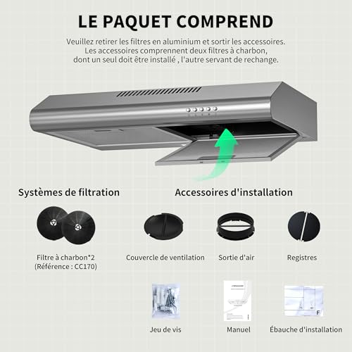 Thumbnail 7 de FIREGAS A+ Hotte Aspirante 60 cm Sans Évacuation – Argent, moteur brushless