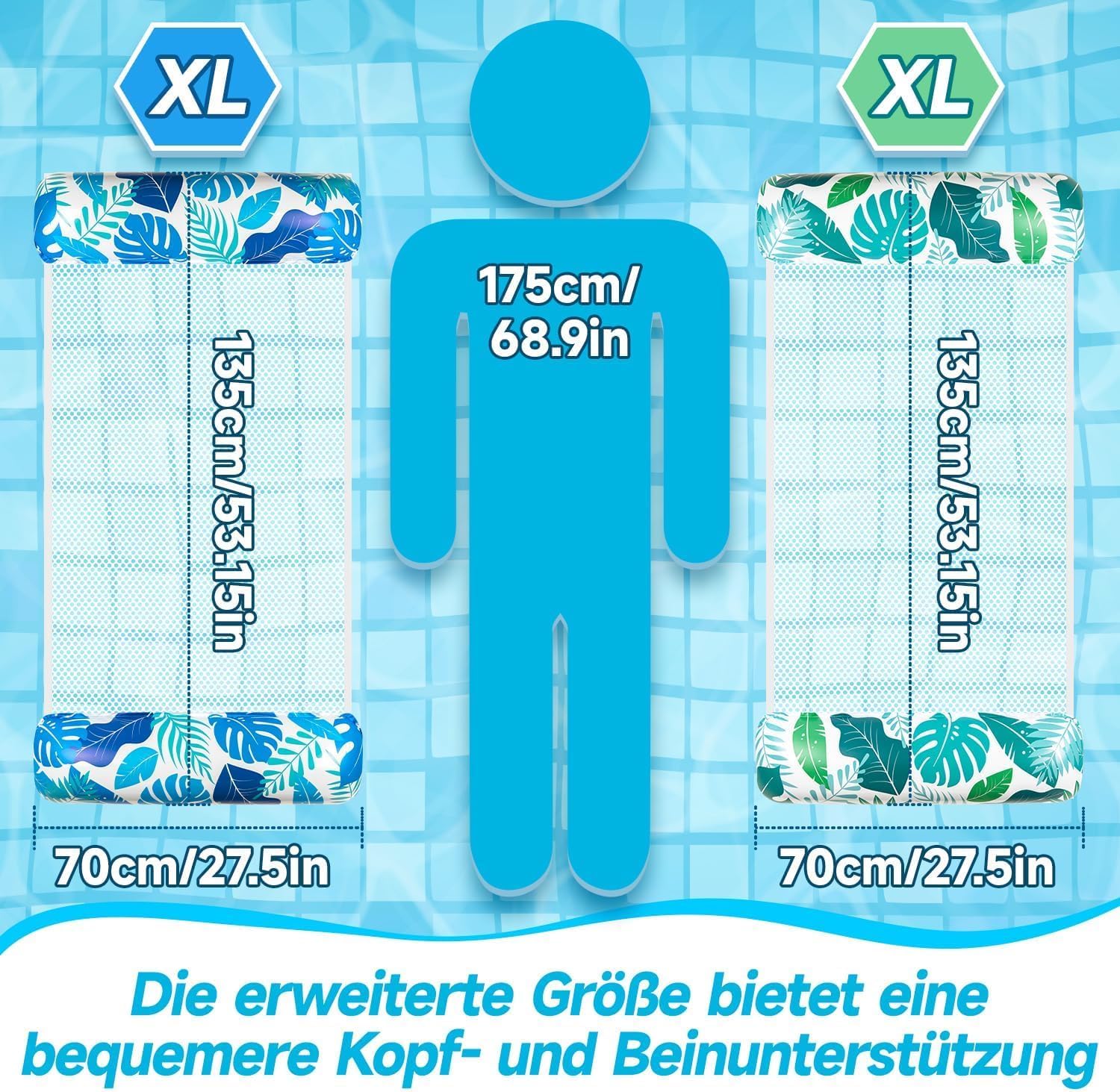Detalle de Alintor Luftmatratze Pool – 2 Stück XL 4-in-1 Wasserhängematte
