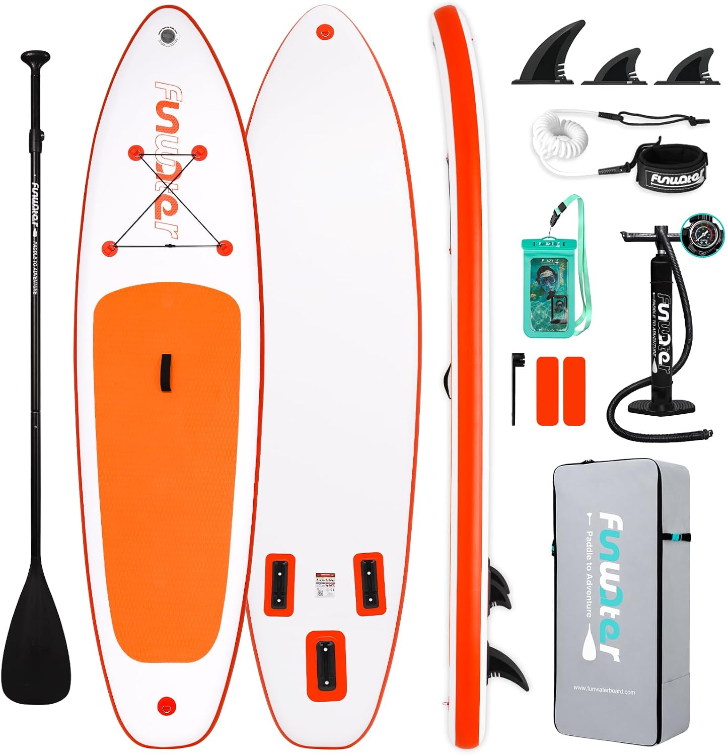Detalle de FunWater Inflatable Ultra-Light 10'6" Stand Up Paddle Board Kit with Non-Slip EVA Deck