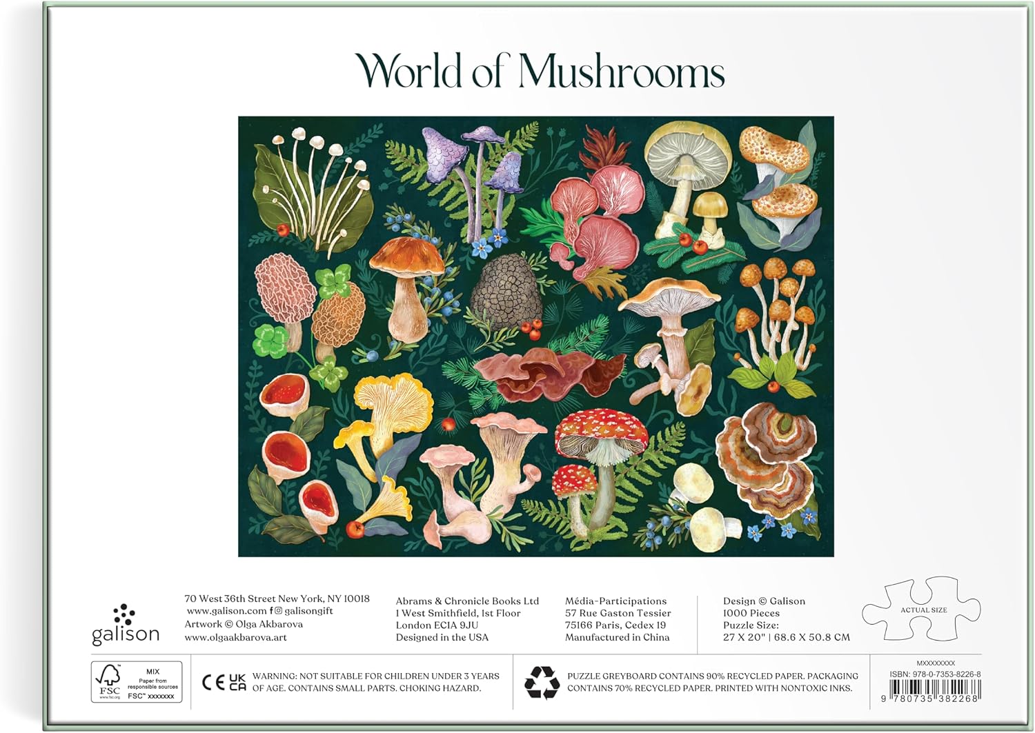 Thumbnail 4 de Galison World of Mushrooms puzzel met 1.000 stukjes en paddenstoelencollage