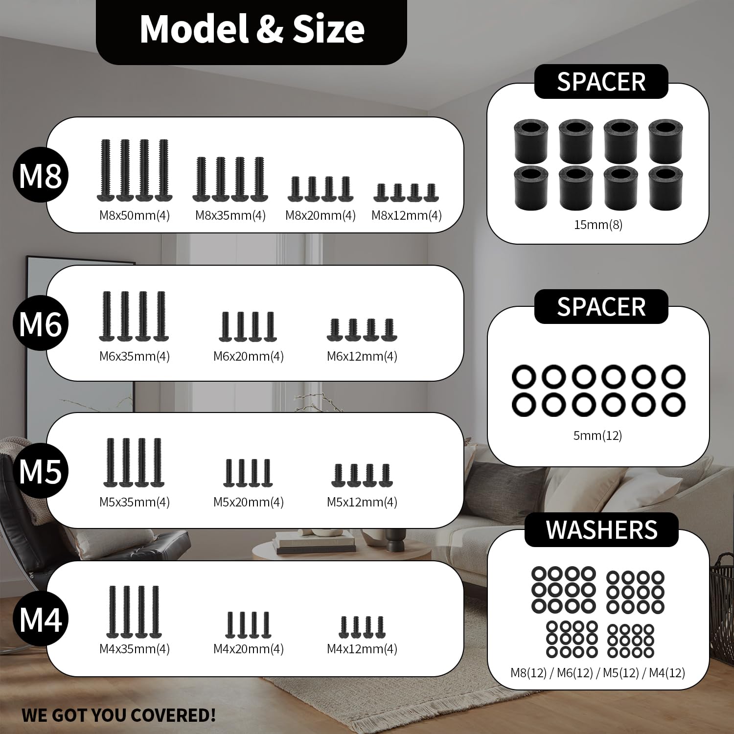 Detalle 2 de TV Bracket Screws 120pcs M4–M8 kit