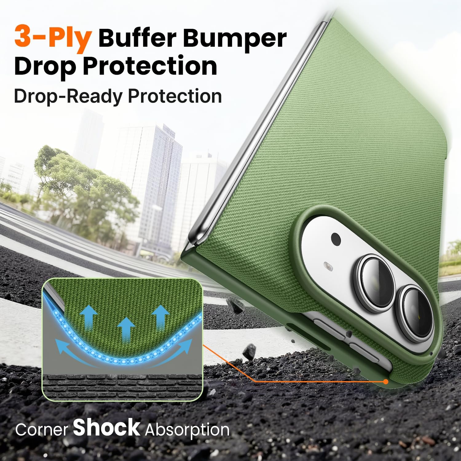 Thumbnail 1 de Mkeke for iPhone Duo Case, Green Tech-Woven MagSafe Phone Cover
