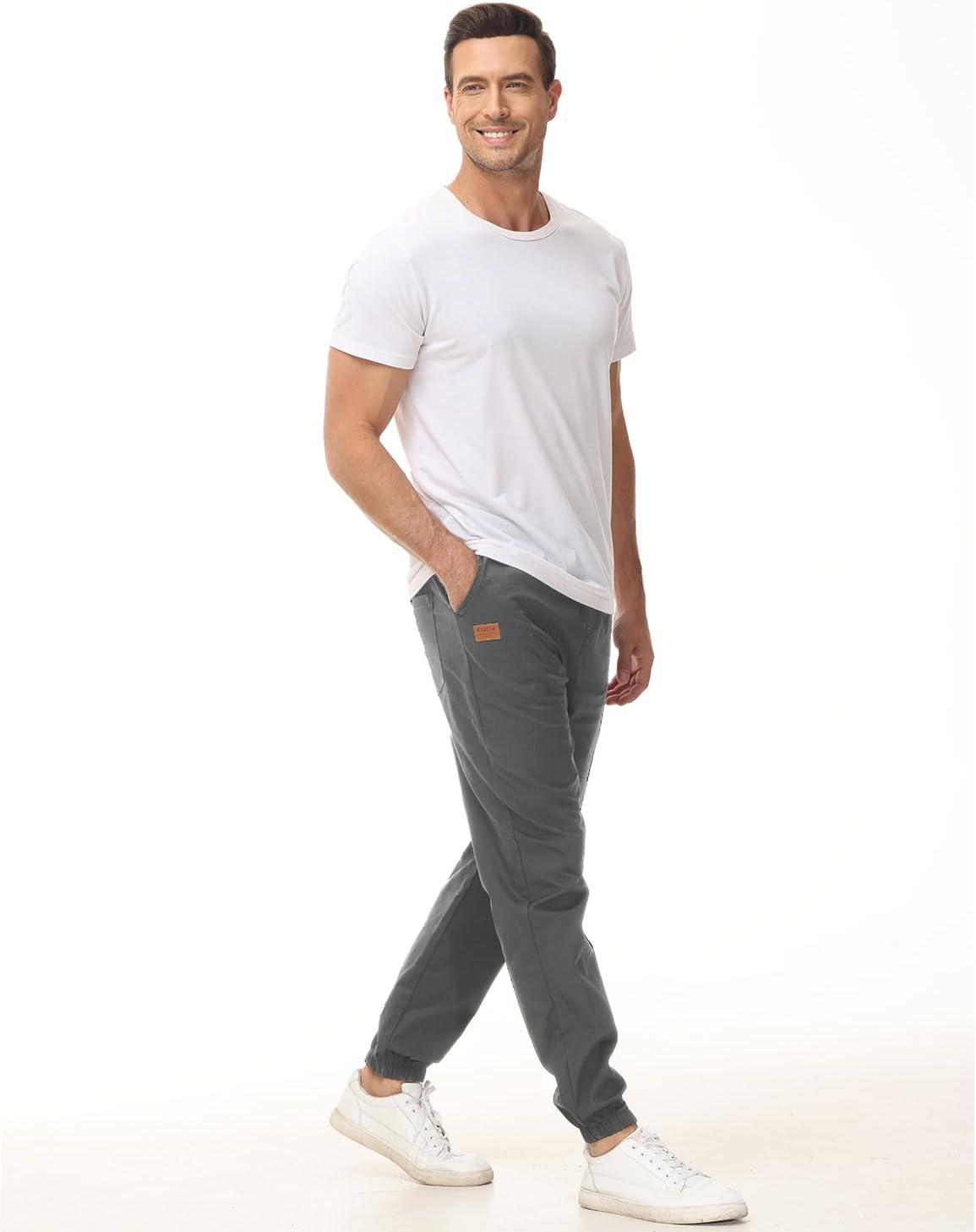 Thumbnail 5 de VMSUCIJ Herren Chino Cargo Hose aus Baumwolle – Jogginghose mit elastischem Bund, Kordelzug und Taschen