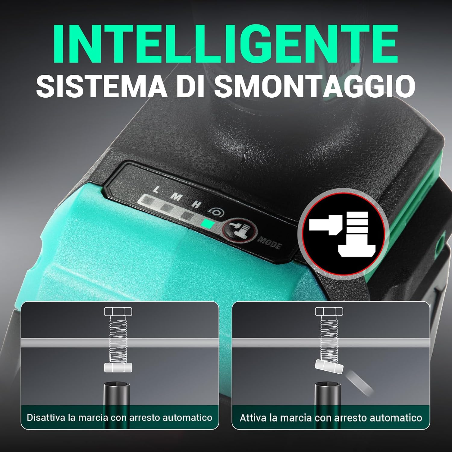Detalle de DCA Avvitatore a impulsi brushless 20V con batteria 4,0 Ah e attacco 13 mm con anello Hog