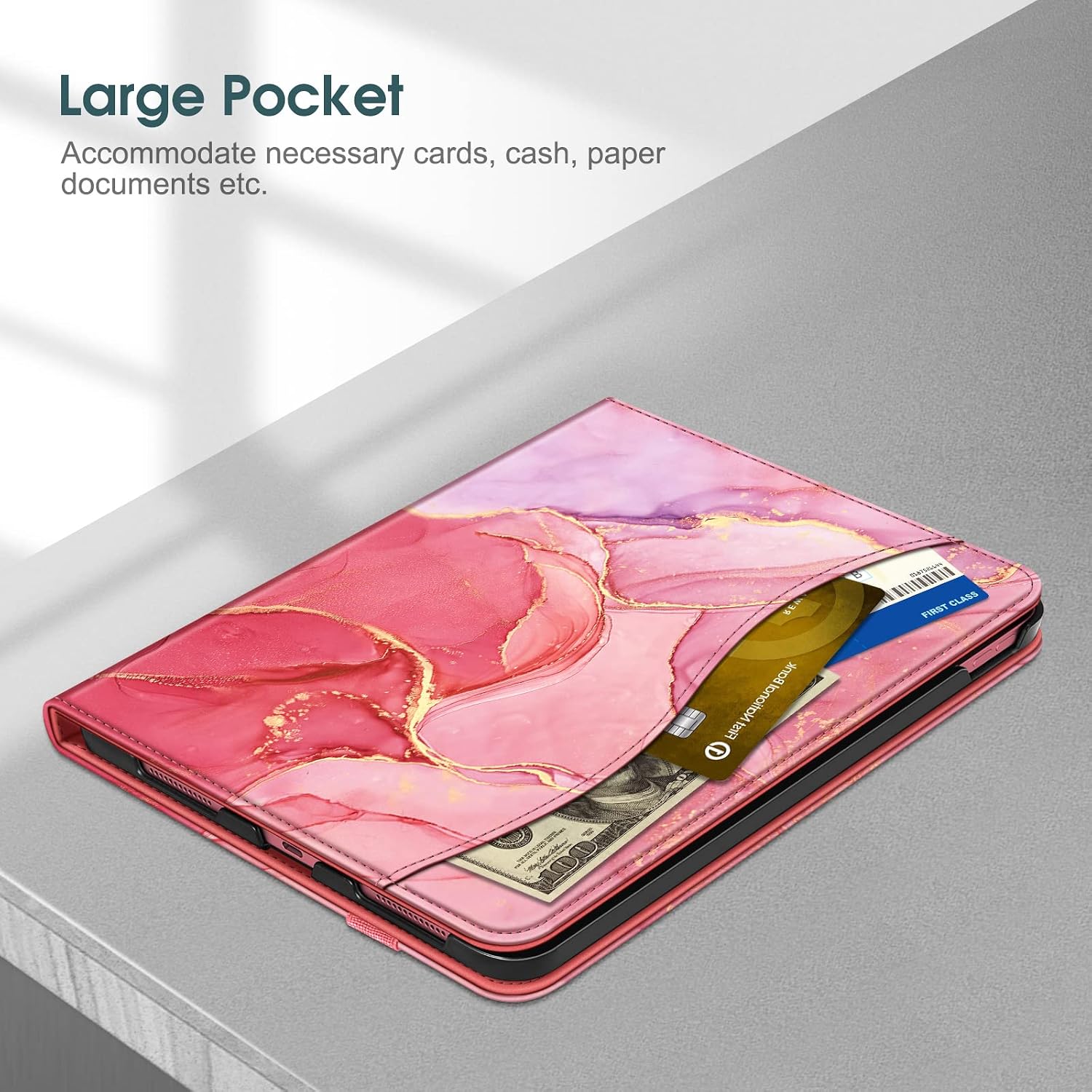 Detalle 2 de FINTIE EPAS083 Folio Case for iPad (A16) and 10th Gen, Marble Pink