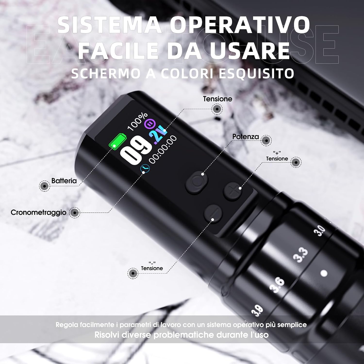 Thumbnail 4 de Mast Fold2 Pro Kit Tattoo Wireless: penna tatuaggio rotativa professionale con 2 batterie e set completo rose