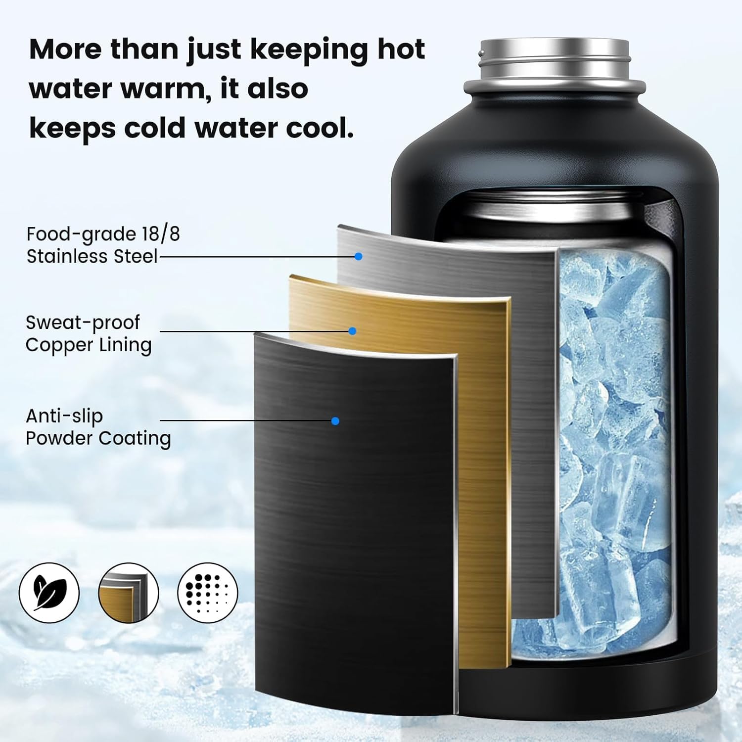 Thumbnail 2 de 64 oz Triple Wall Insulated Water Bottle ⚡