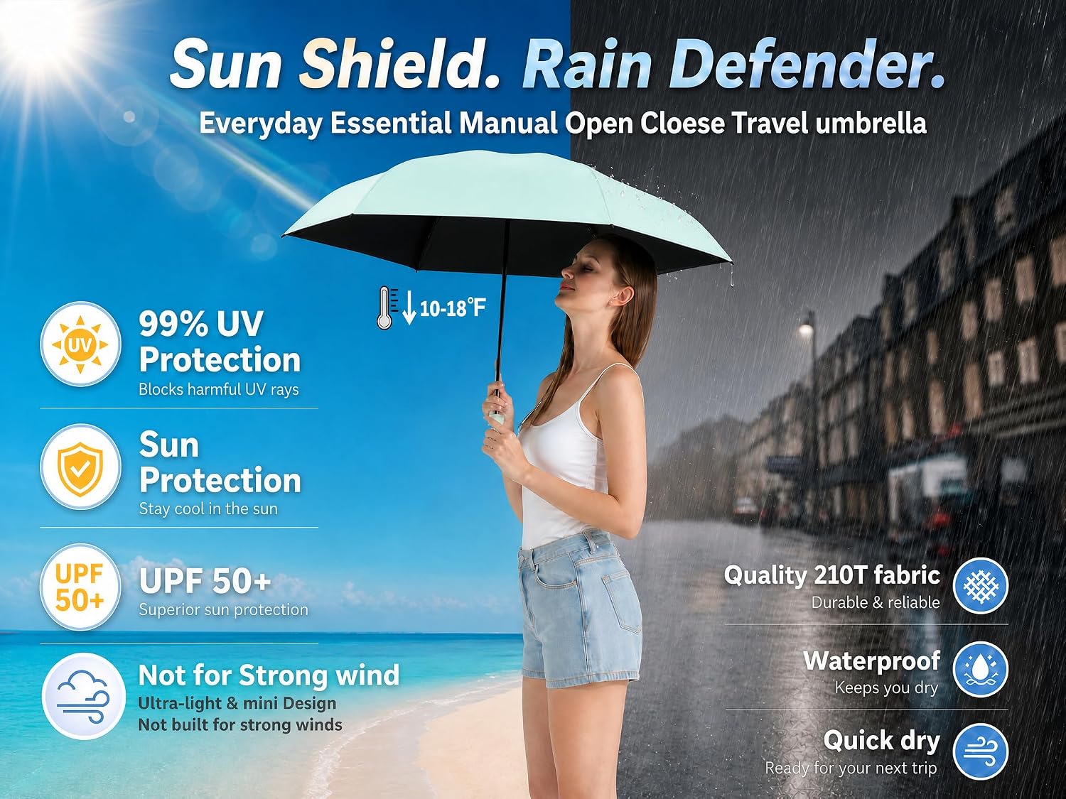 Thumbnail 1 de BAODINI Travel Essentials Mini Umbrella for Purse with Case