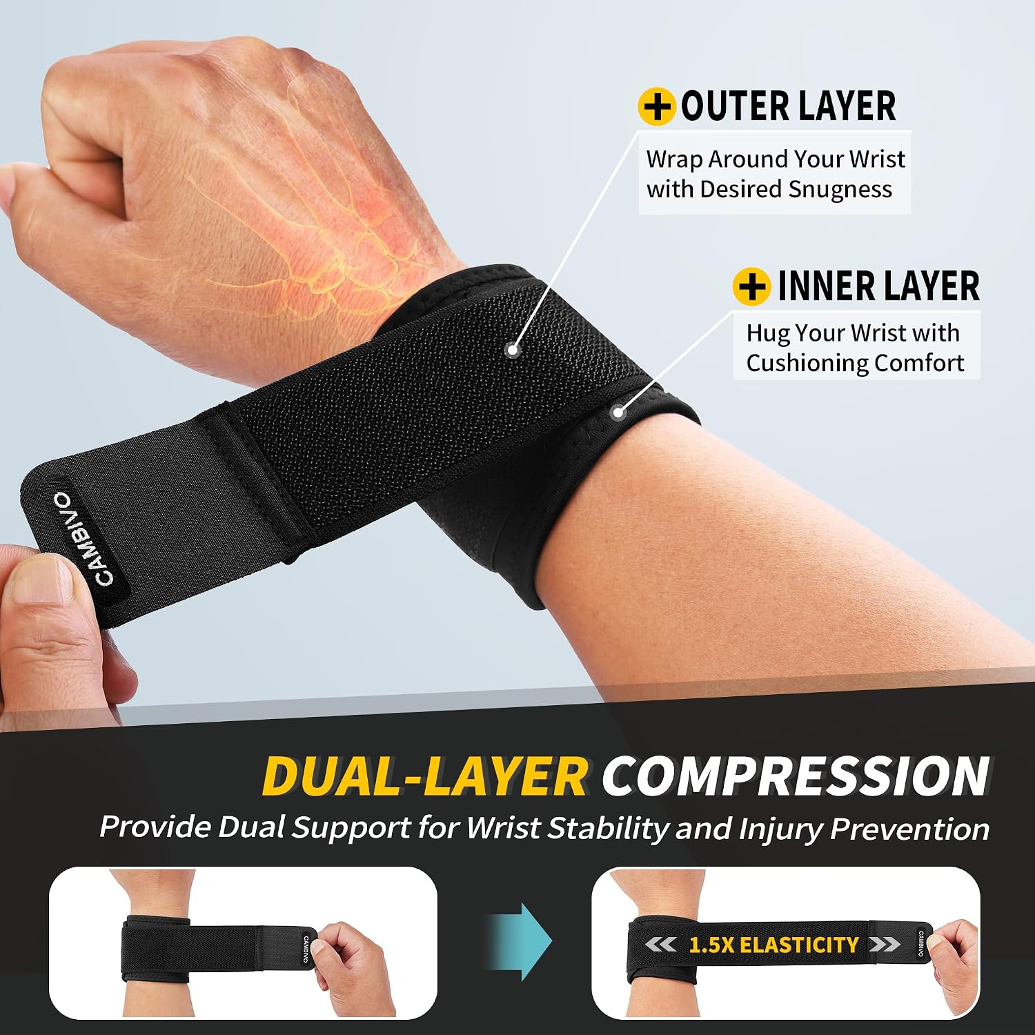 Thumbnail 2 de CAMBIVO Wrist Supports 2 Pack