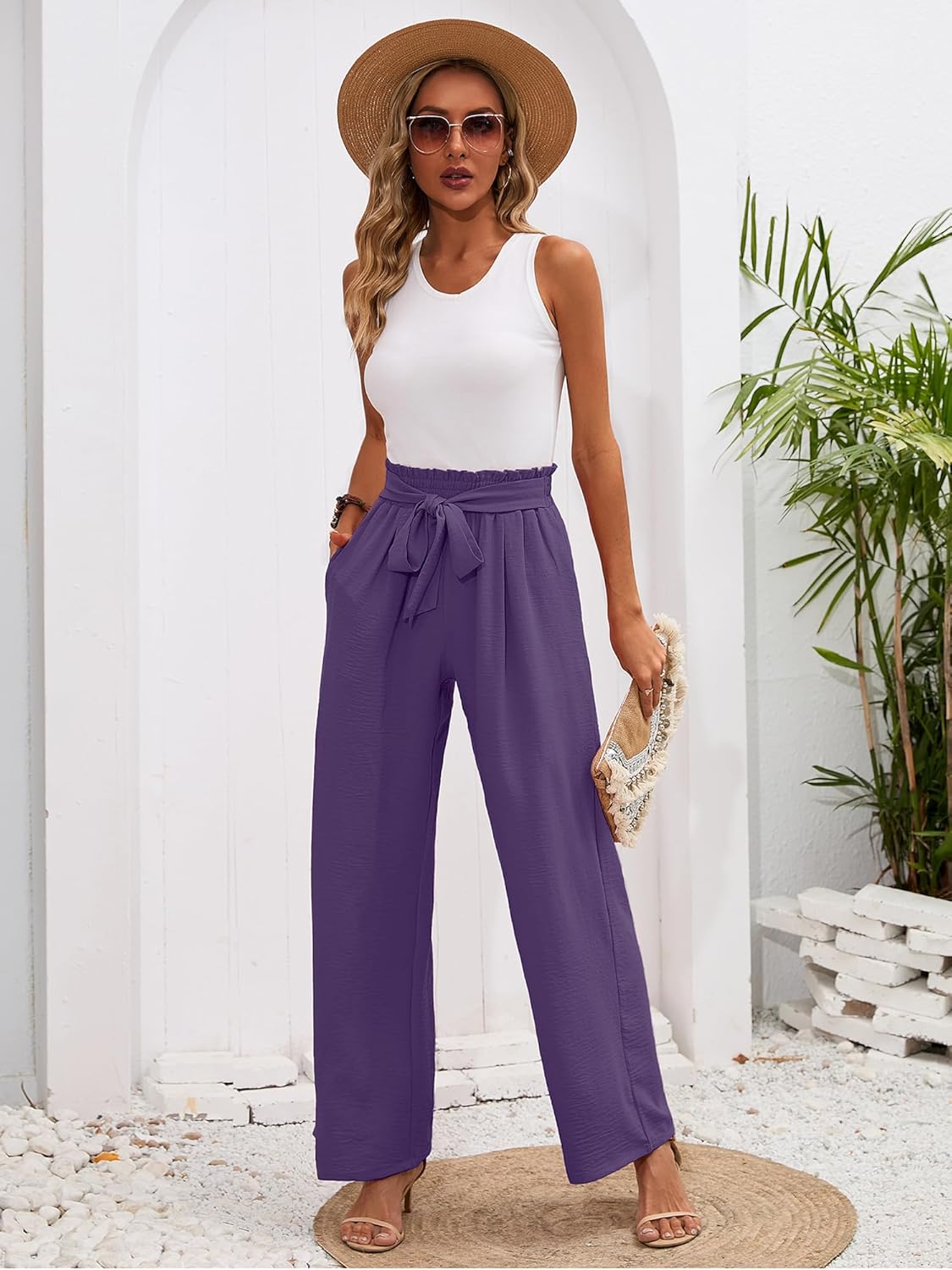 Thumbnail 4 de Heymoments Women's Wide Leg Lounge Pants with Pockets – Lightweight, High Waisted, Tie Knot Essentials