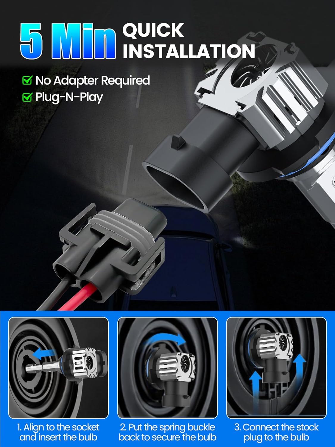 Thumbnail 2 de RCJ 9005 9006 Bulbs Combo: 600% Brightness, 6000K Cool White, Plug-and-Play Dual Beam Kit