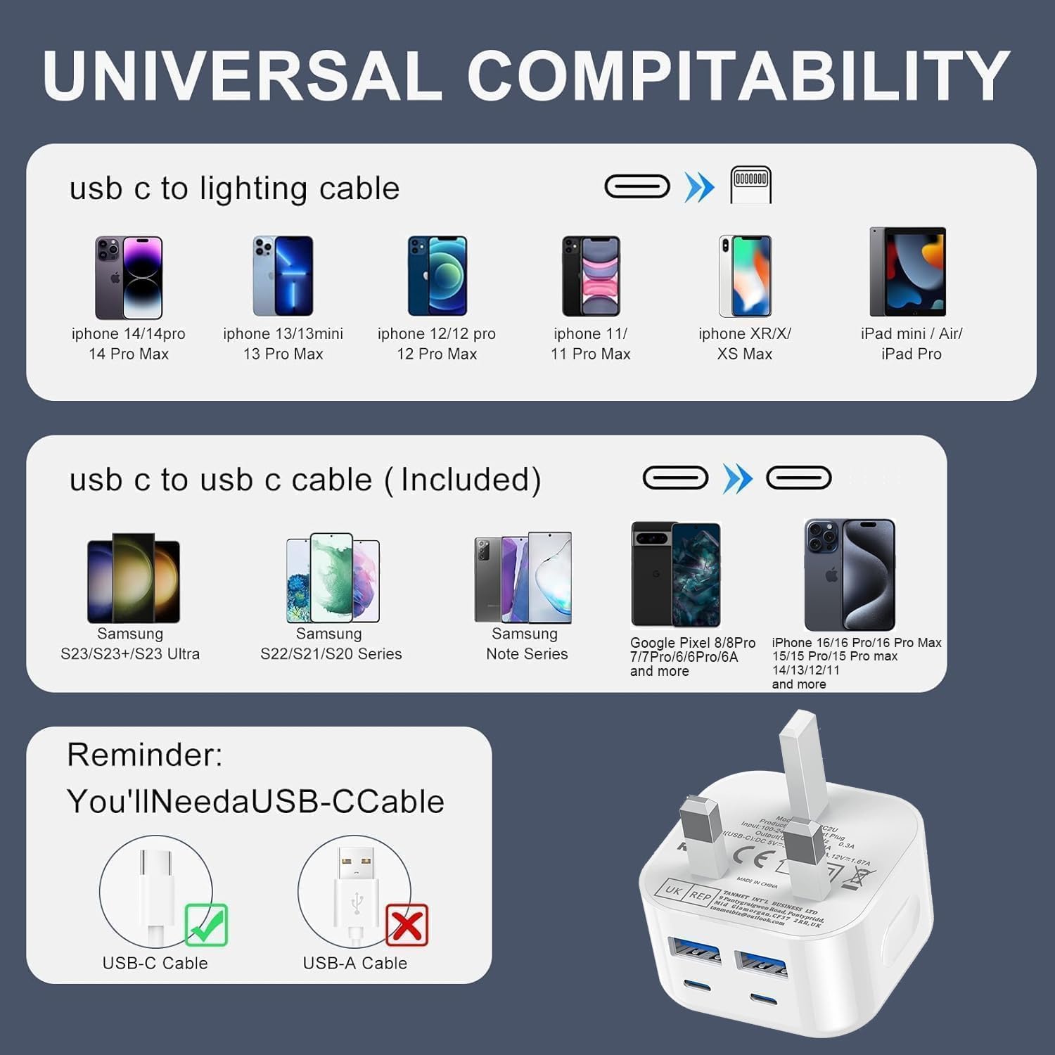 Detalle 2 de USB C Charger Plug 40W 2‑Pack