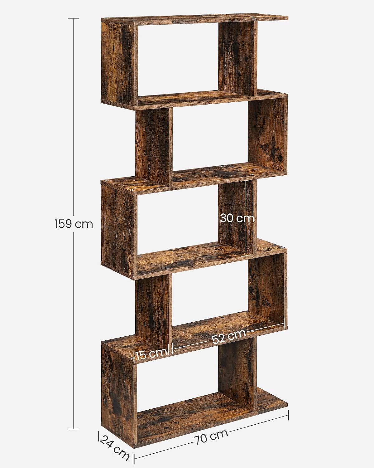 Detalle de VASAGLE scaffale a 5 ripiani LBC62BX con divisorio per stanza, 24 x 70 x 159 cm, marrone vintage