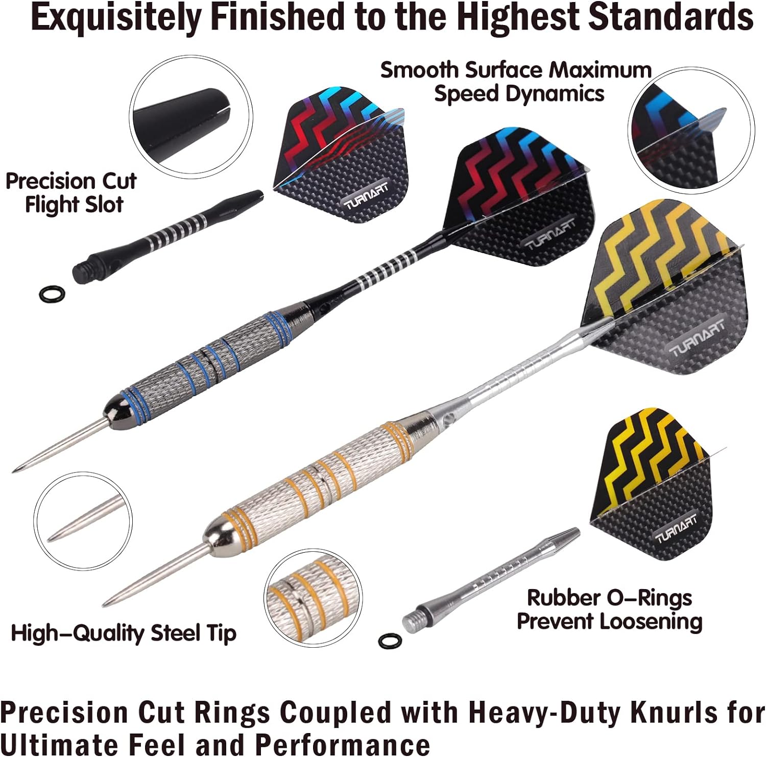 Thumbnail 1 de Turnart Dartpfeile Metallspitze – 12er Set, 24 g Profi Steel Pfeile (12 Aluminium-Schaft + 24 Flights)