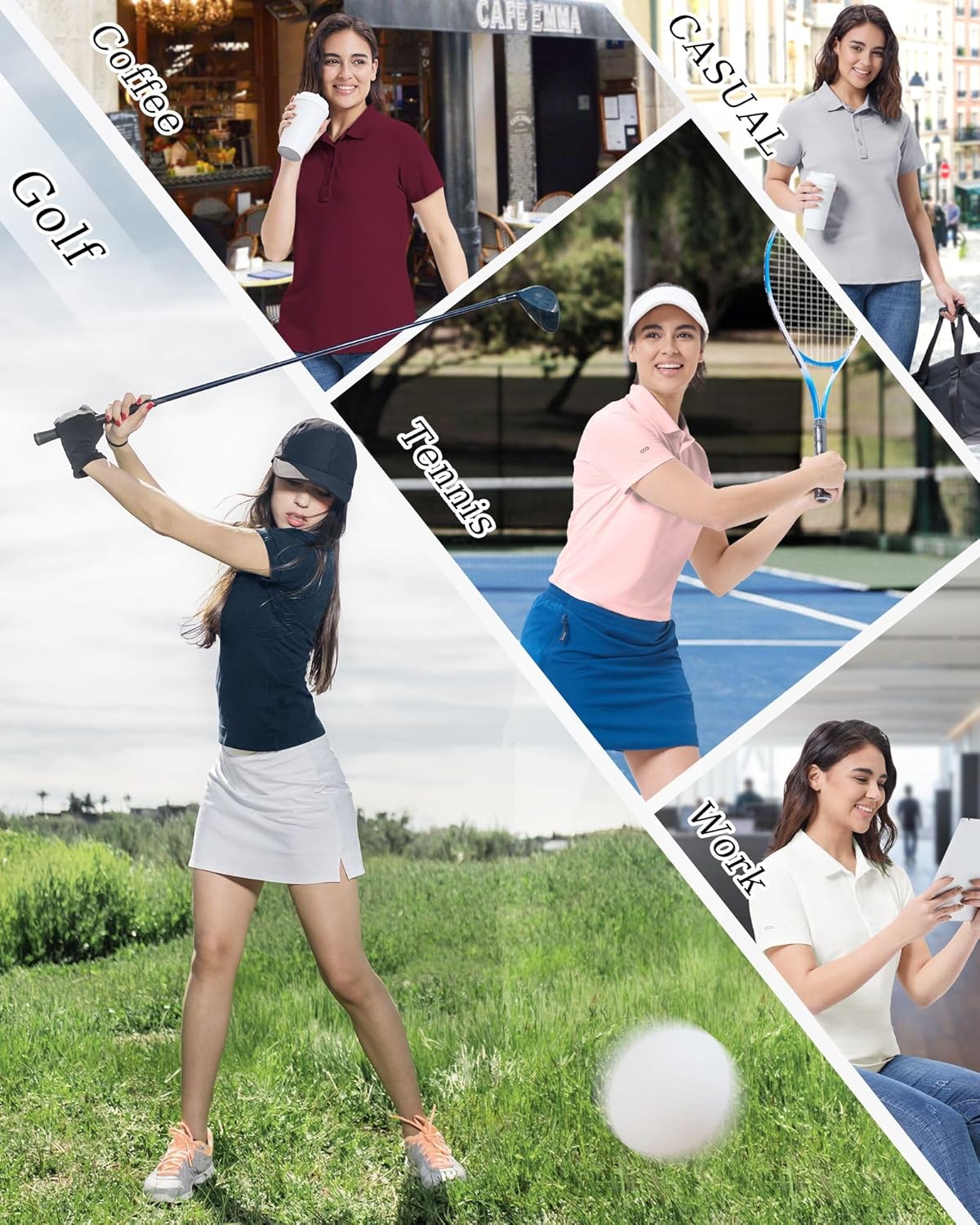 Thumbnail 1 de 33,000ft Damen Poloshirt Golf Shirt – UV-Schutz, Feuchtigkeitsmanagement und Schnelltrocknung