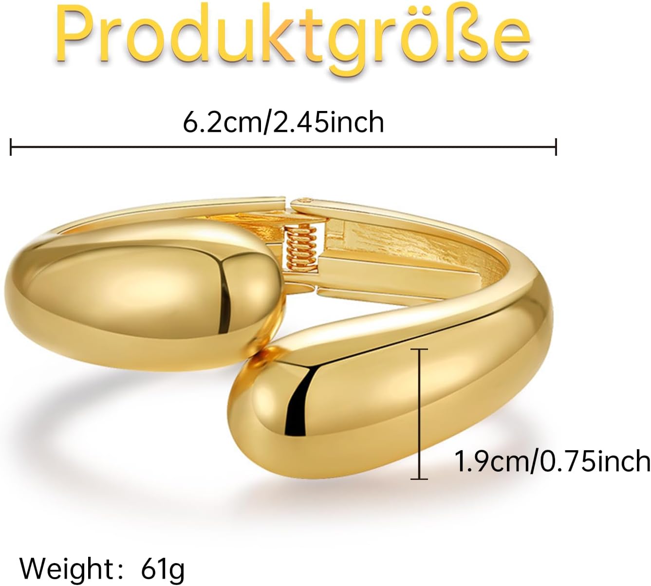 Detalle de HEEYA Armreif Damen Gold – Offenes verstellbares Manschettenarmband in Geschenkbox