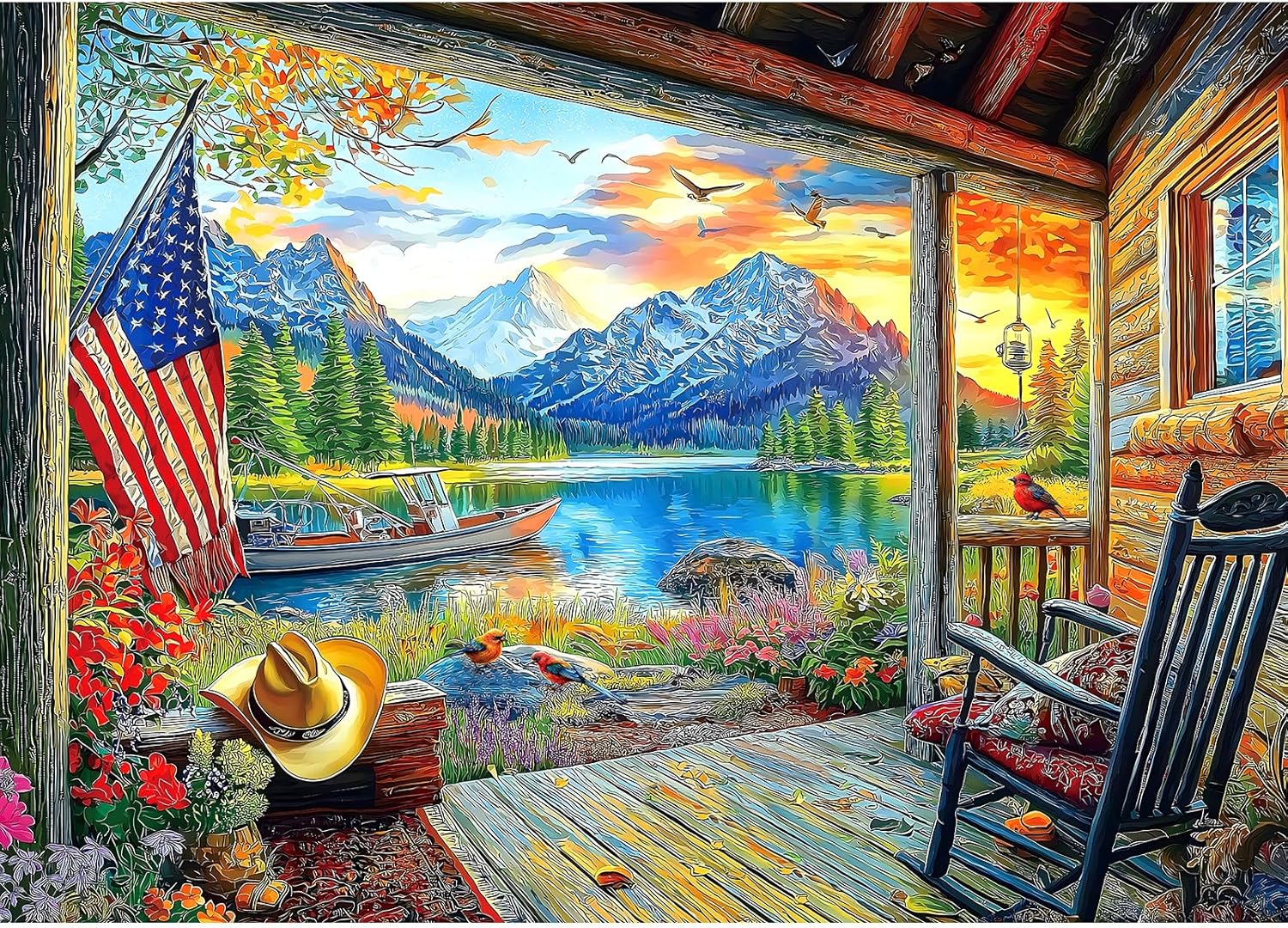 Thumbnail 5 de 1000 Piece Lakeside Sunset Puzzle 🌅