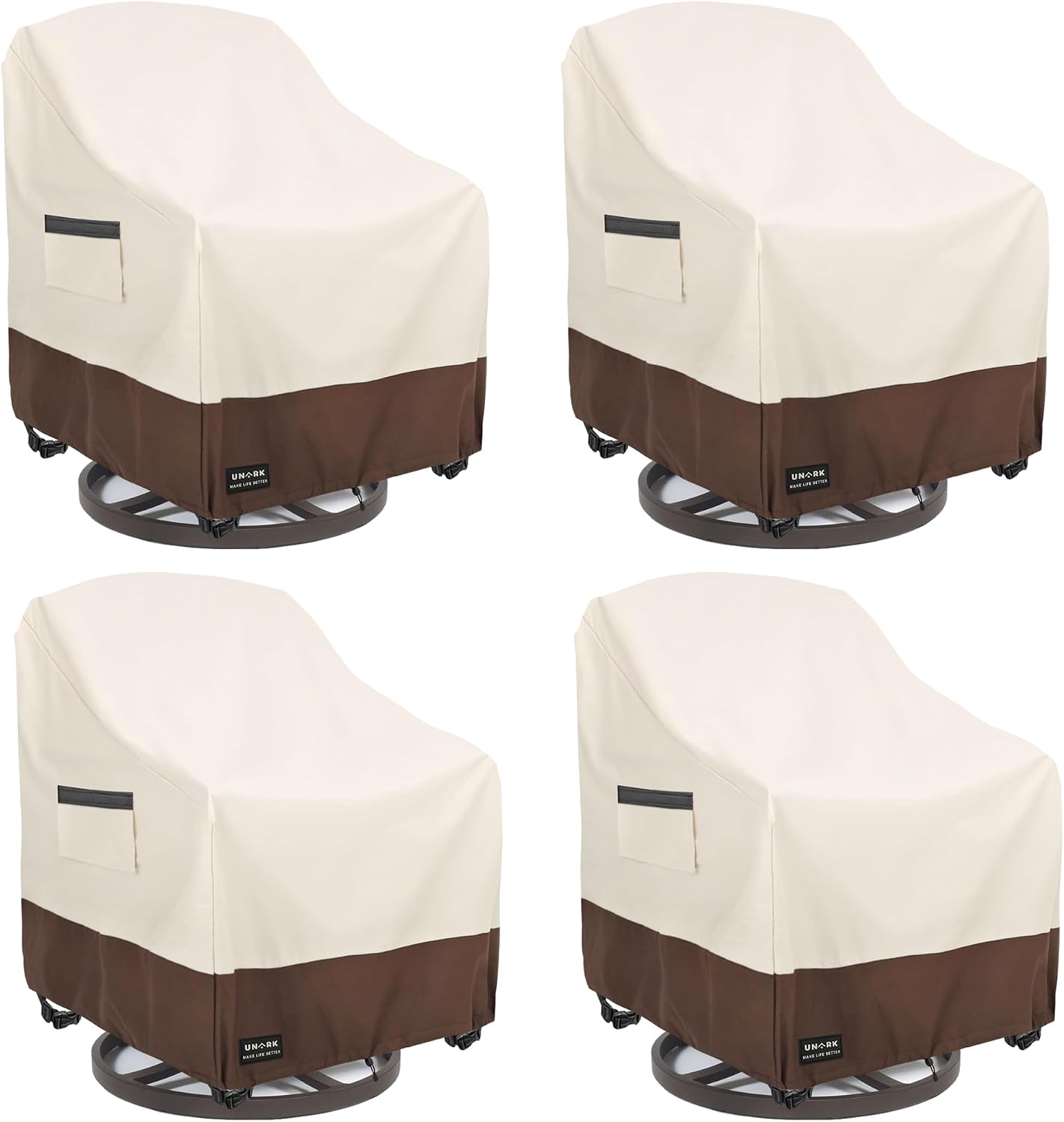 Detalle de UNARK 01-SFZ-L-Zhuangse-4pack Swivel Patio Chair Covers, 600D, 4-Pack