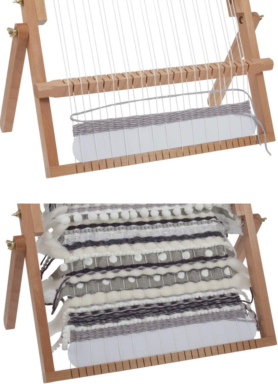 Detalle de MILWARD 2519020 – wysuwane krosno tkackie z drewna bukowego 40 × 40–61 cm