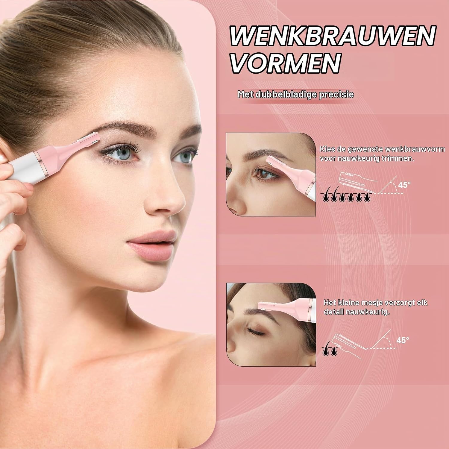 Detalle de TeethBliss 4-in-1 Bikini Trimmer Women: oplaadbaar scheerapparaat met vier koppen