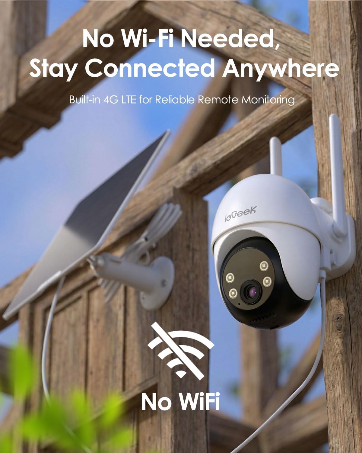 Thumbnail 2 de ieGeek 4G LTE Solar Security Camera Outdoor Wireless — 2K AI Deterrence with Auto Tracking