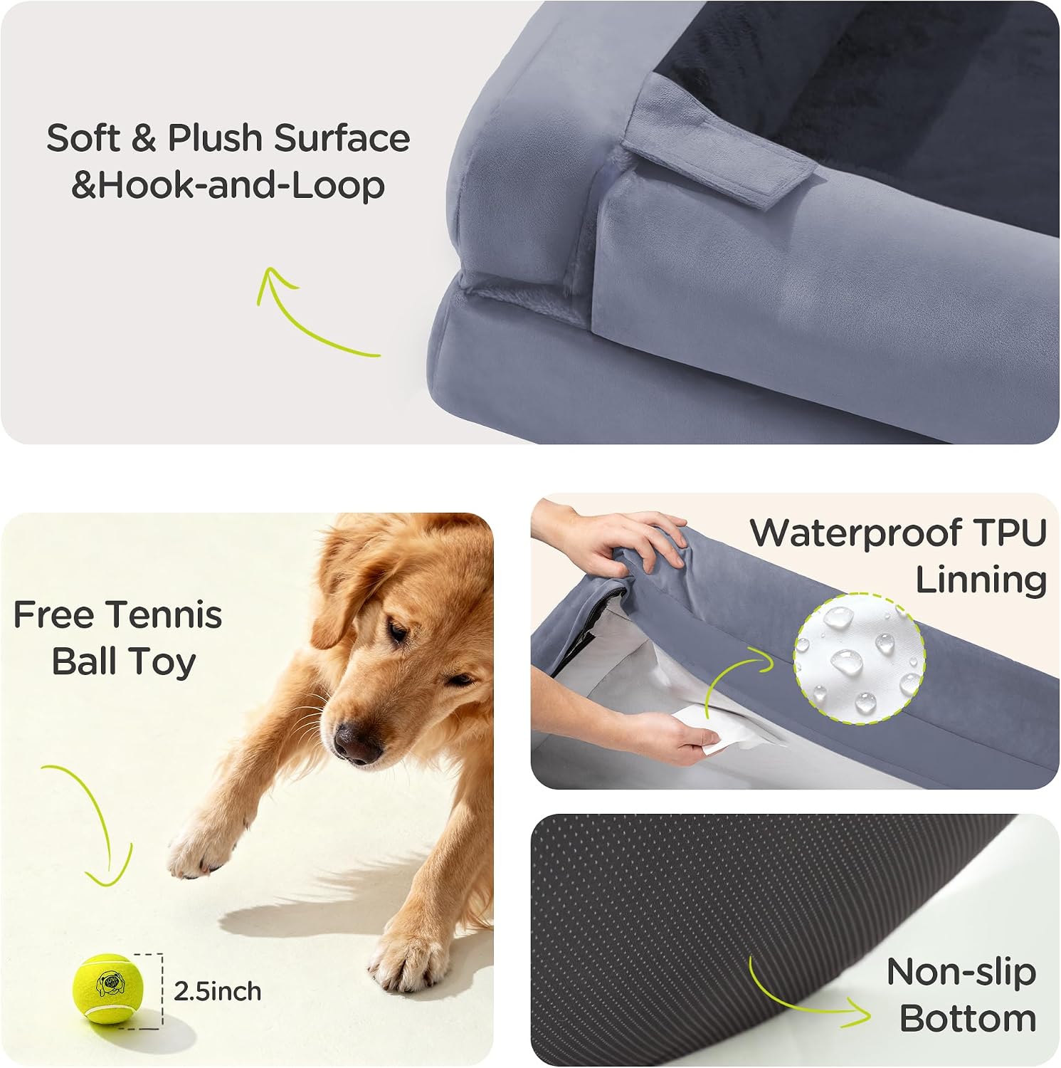 Detalle 2 de Song Puppy SP11 Large Dog Bed, Orthopedic Memory Foam Sofa, 36 x 27 in