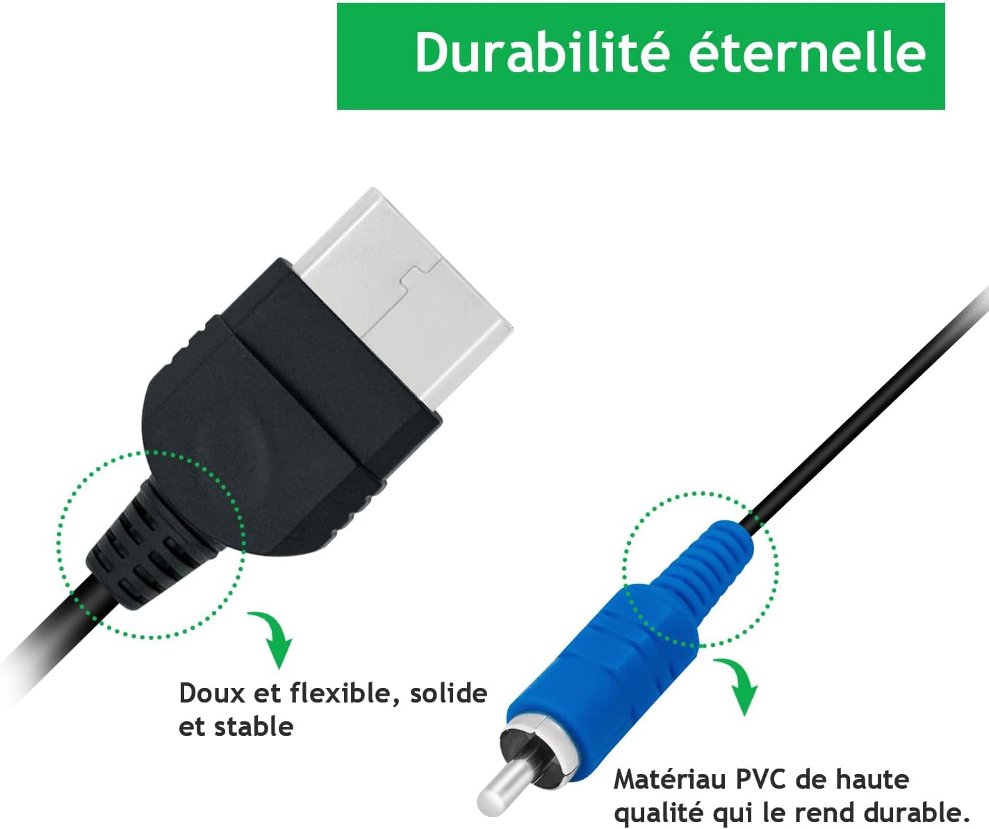 Thumbnail 4 de Gam3Gear Mcbazel : câble AV composant pour Xbox (166 cm) pour une image plus nette que le composite/RCA
