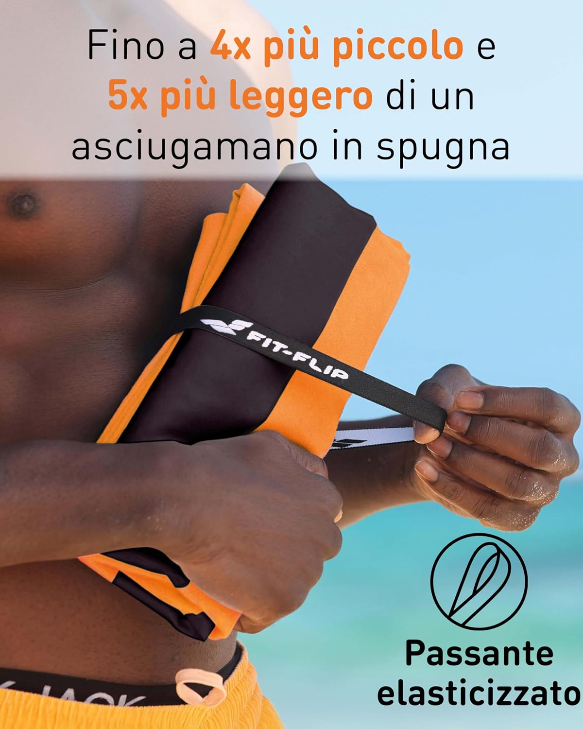Detalle de Fit-Flip Telo Mare microfibra 200 cm x 90 cm: leggero, assorbente e antisabbia