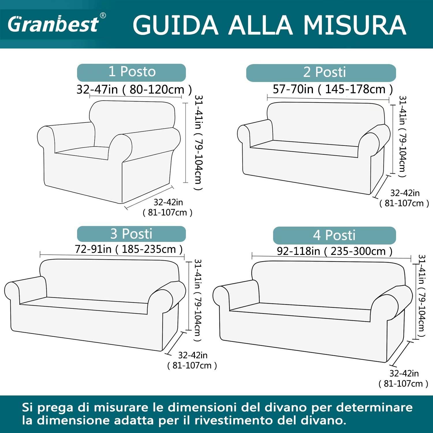 Thumbnail 5 de Granbest Copridivano Spessa 3 Posti Grigio