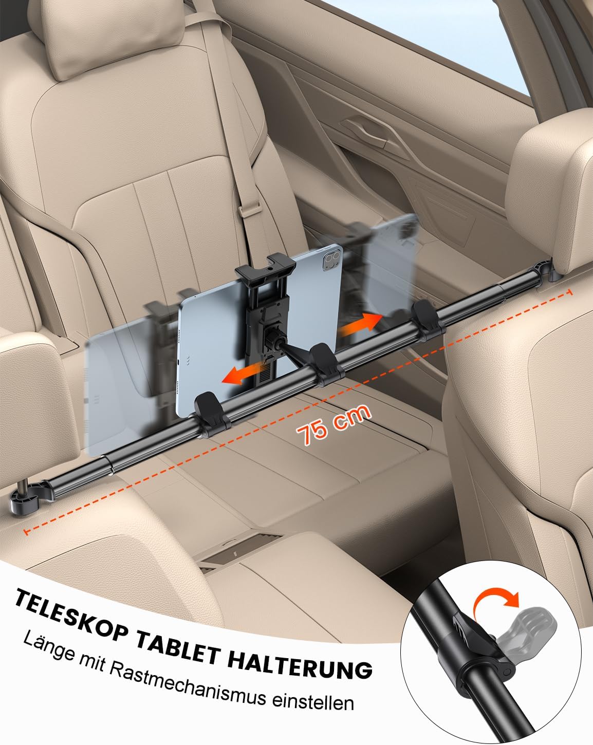 Detalle 2 de OHLPRO Tablet Halterung Auto Kopfstütze 3-Stufig