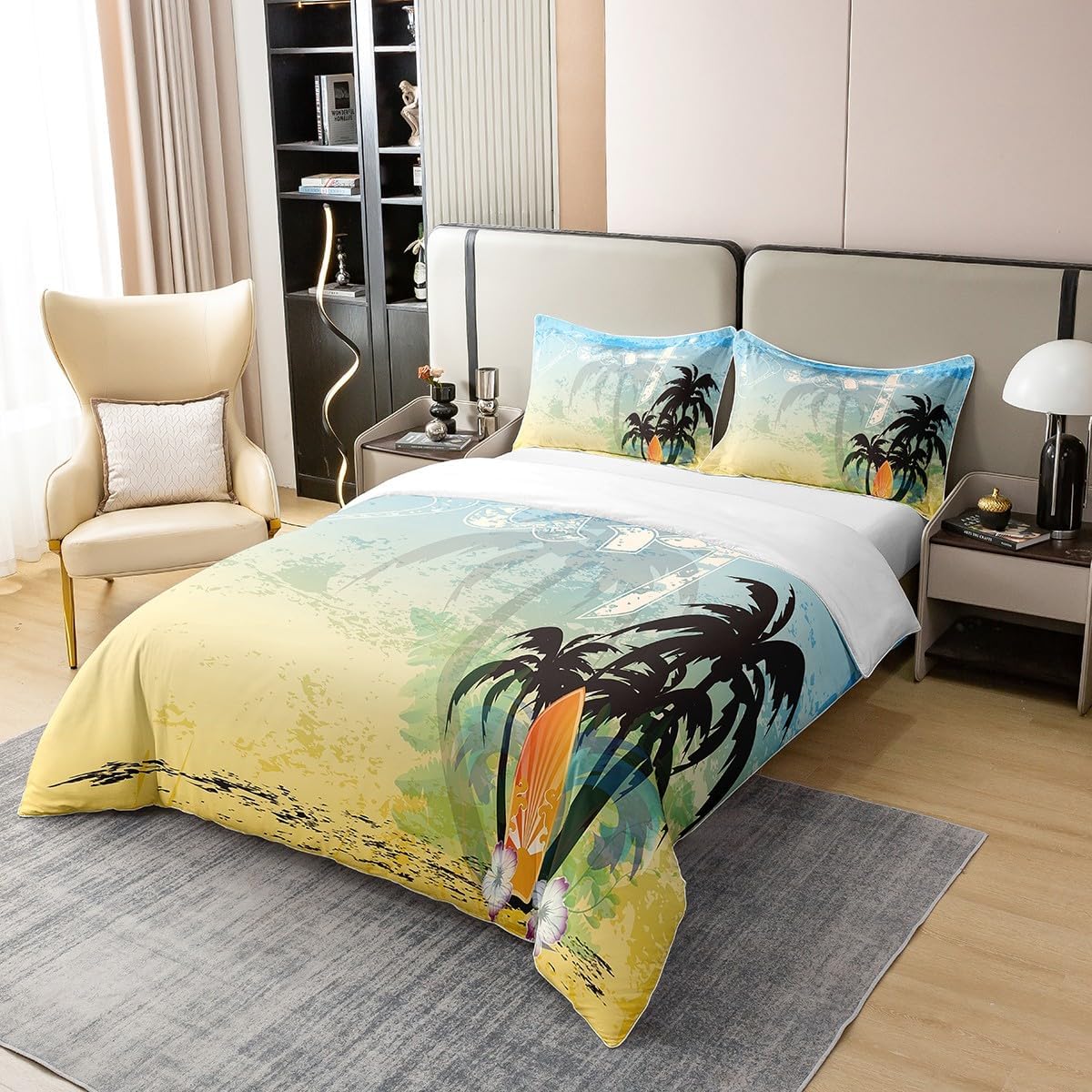 Thumbnail 1 de Ozean Beach Bettbezug-Set aus 100% Baumwolle (155x220) mit Reißverschluss – tropisches Hawaii Design für Kinder & Teens