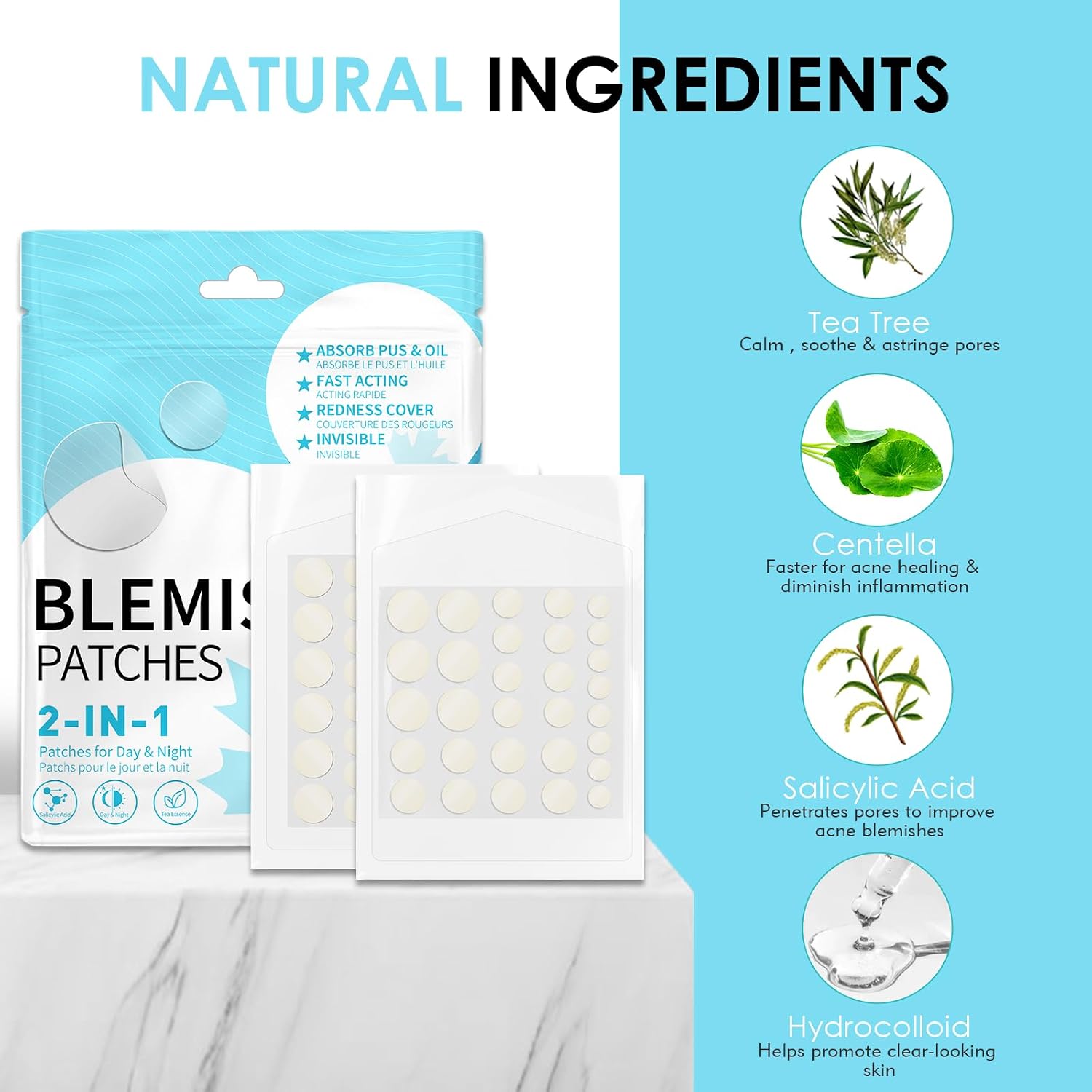 Detalle de PimpleGuard 330-Piece Hydrocolloid Pimple Patches, Ultra-Thin Day & Night