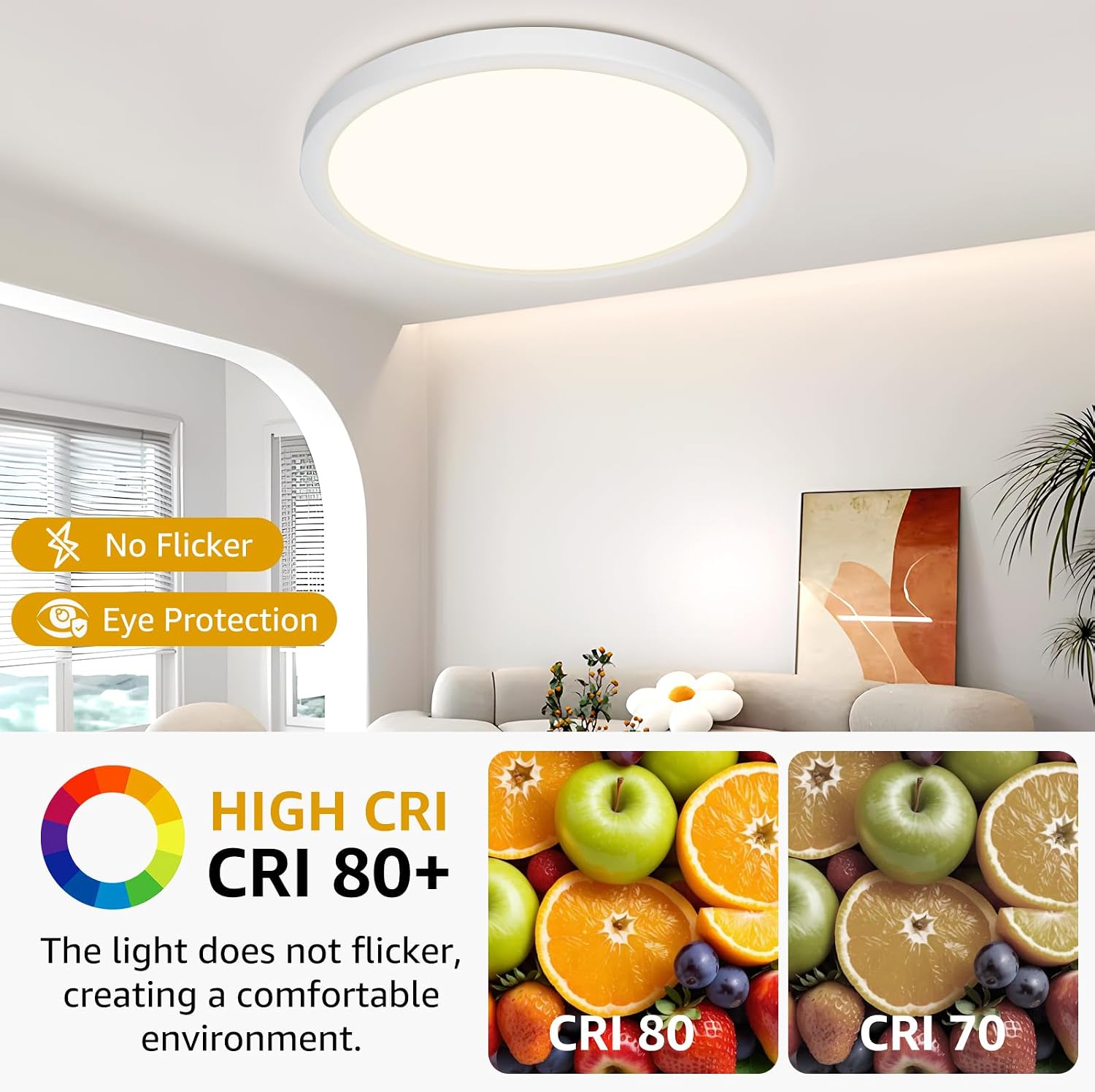 Detalle 1 de Plafón LED de Techo GREAT JACOB 24W, Ø29 cm, 3 Temperaturas de Color (3000K/4000K/6500K) – Lámpara Circular Ultra Delgada