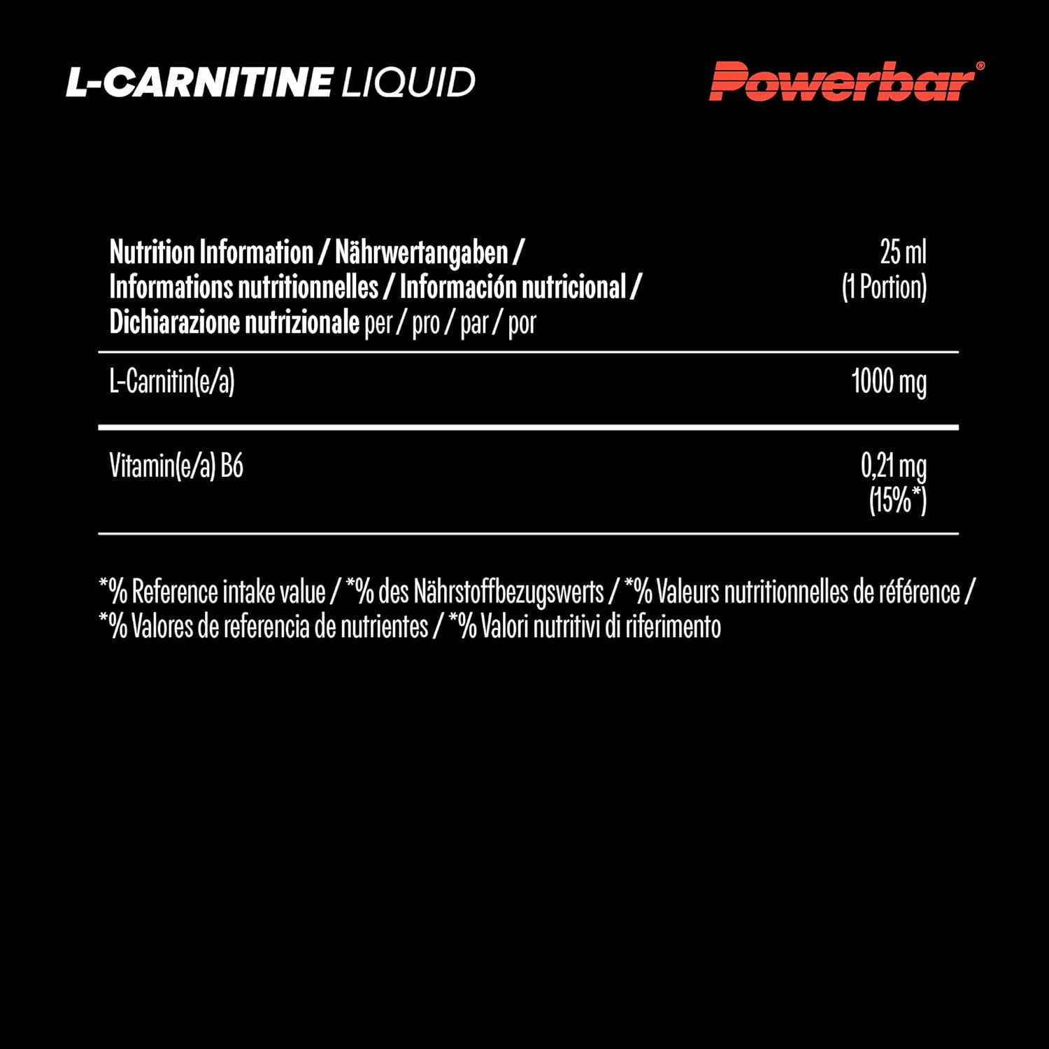 Thumbnail 4 de Powerbar Black Line L-Carnitine Liquid 20x25 ml – 1000 mg per fiala + Vitamina B6
