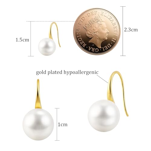 Detalle de Weviway 14K Gold Plated Pearl Drop Earrings for Women