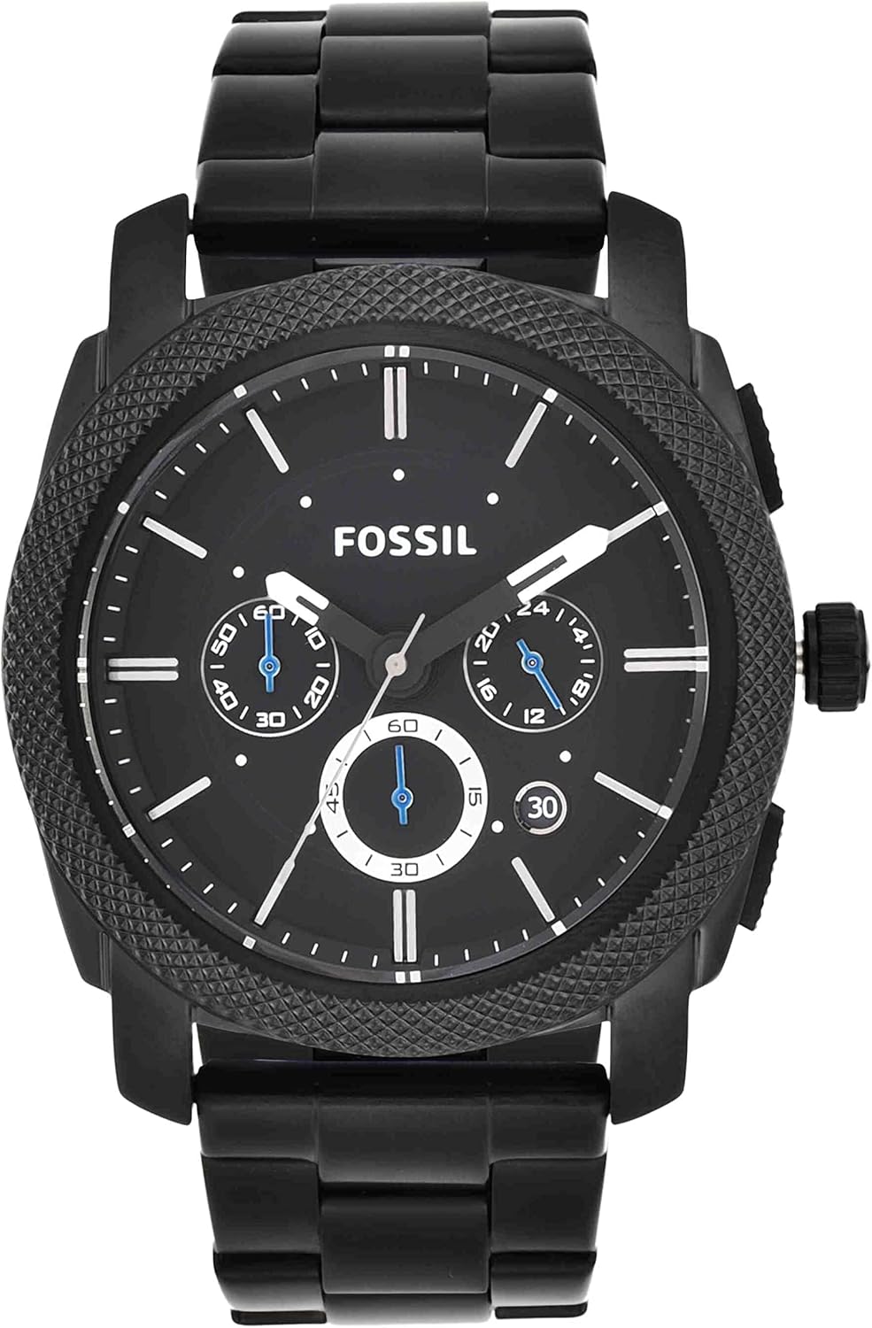 Detalle de Fossil Machine da uomo – cronografo al quarzo 45 mm in acciaio, cinturino in acciaio o pelle