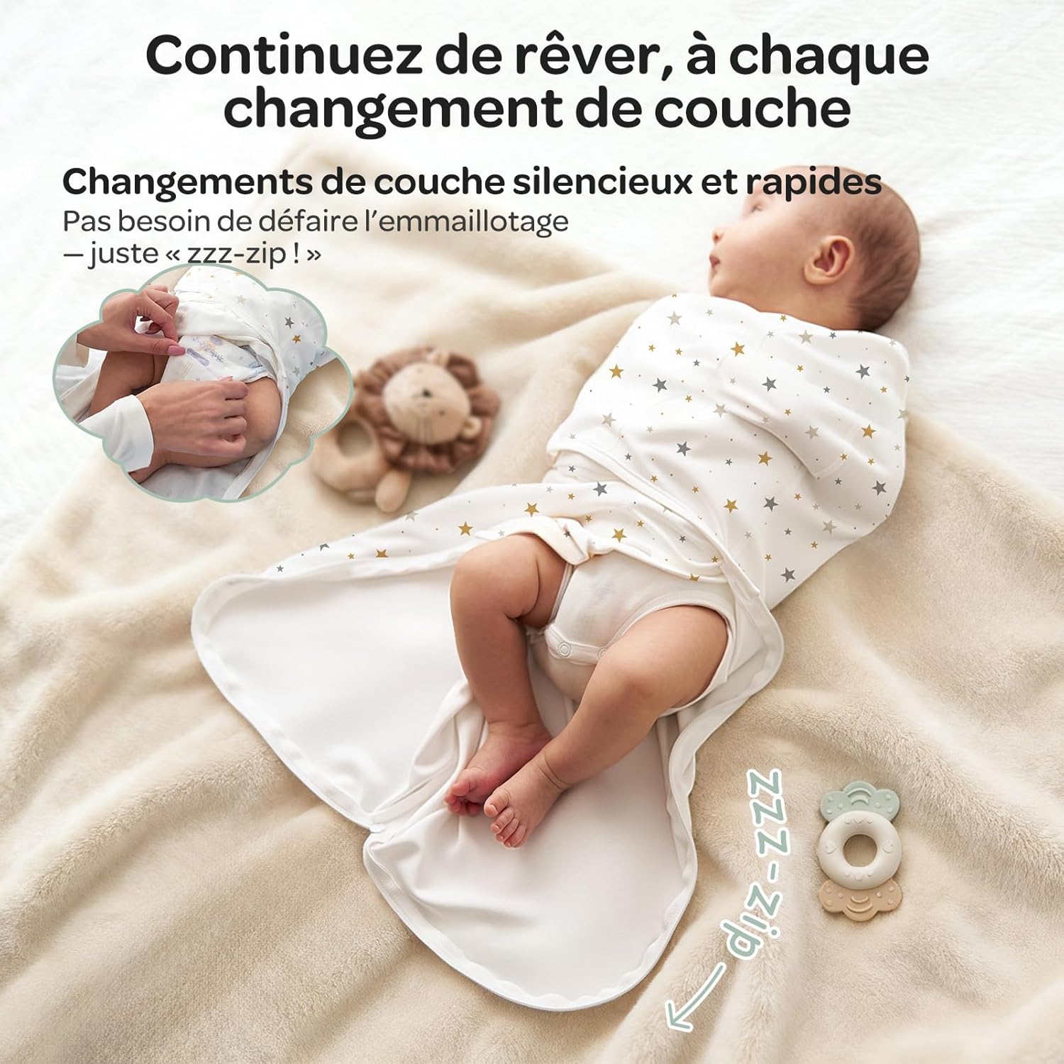 Thumbnail 3 de Momcozy Pucksack Bébé 0-3 Mois – Lot de 2, enveloppe cocooning avec fermeture silencieuse