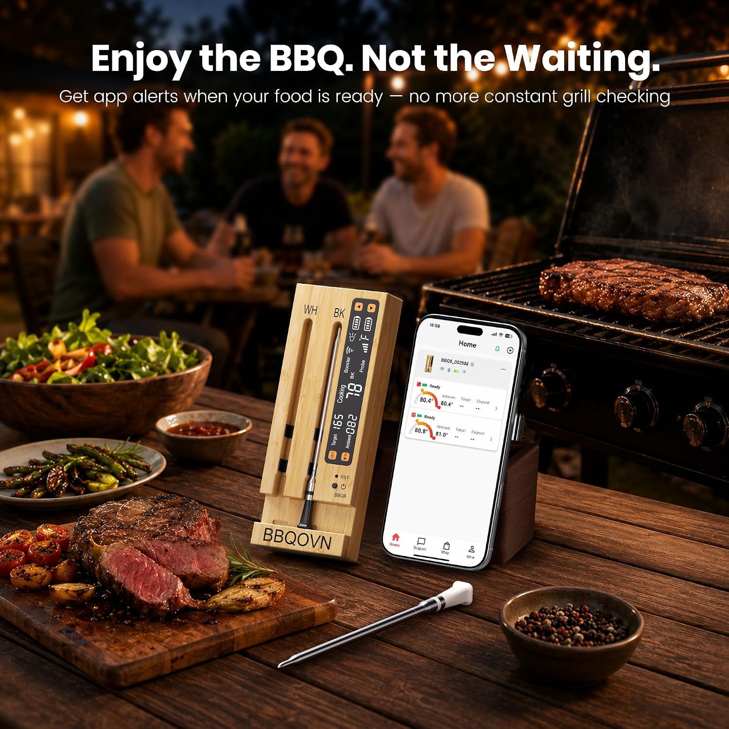 Thumbnail 1 de BBQOVN WiFi Sub-1G Wireless Meat Thermometer with 7 NIST-Certified Sensors