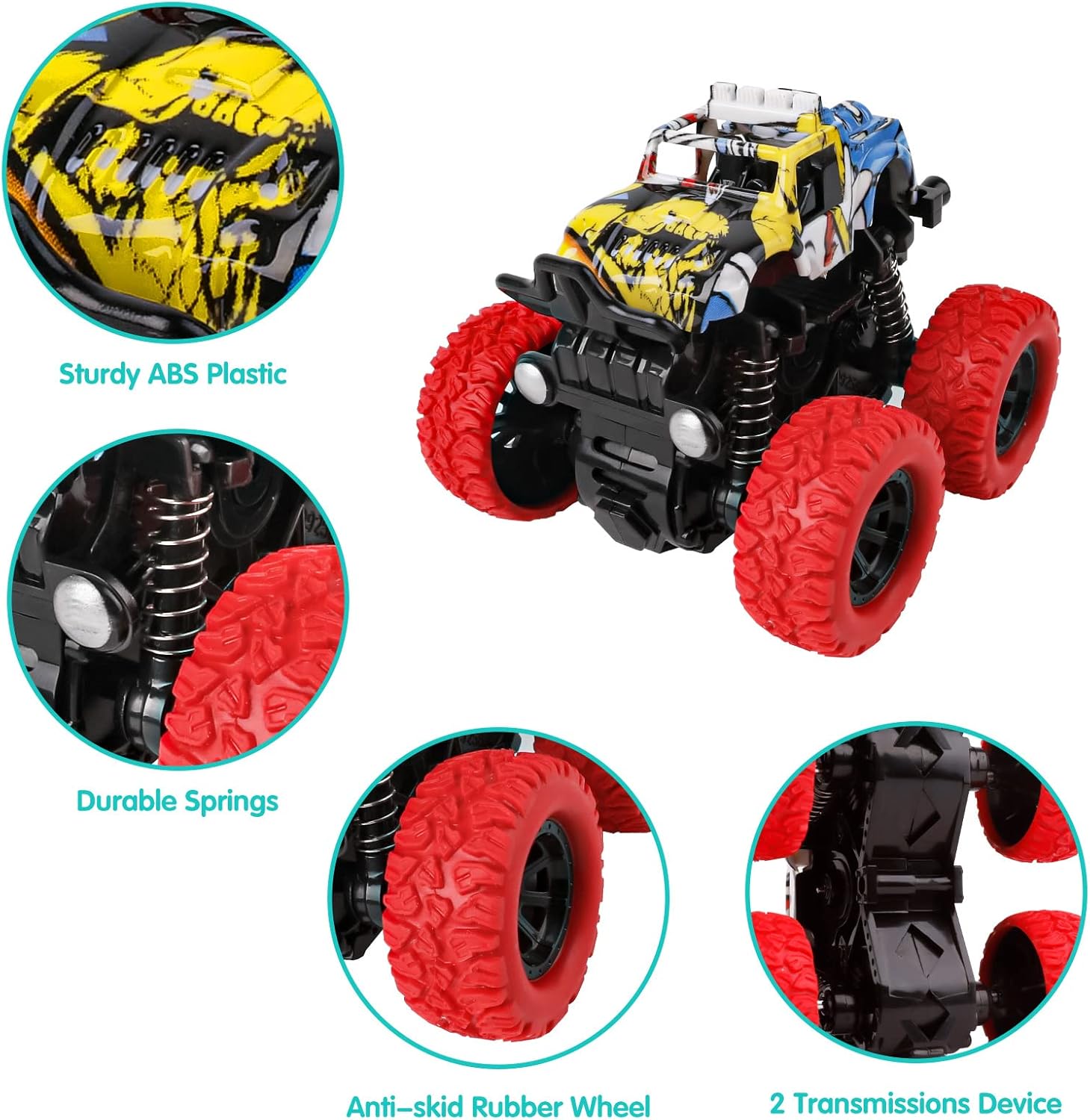 Detalle de m zimoon Monster Truck: 4-Pack Inertia Toys for Active Kids