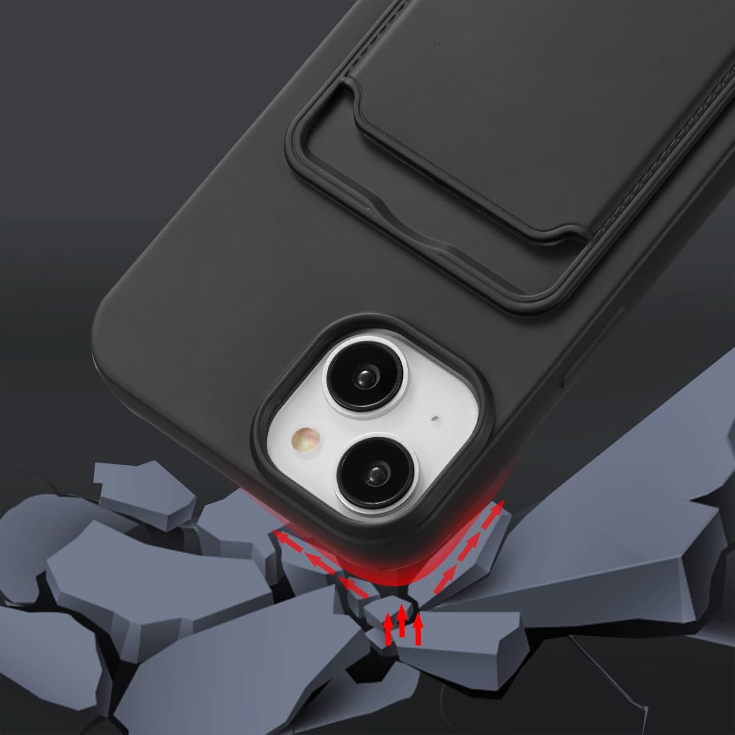 Thumbnail 3 de ZTOFERA Handykette Hülle für iPhone 15 mit Kartenhalter und Umhängeband aus Liquid Silikon – Schwarz