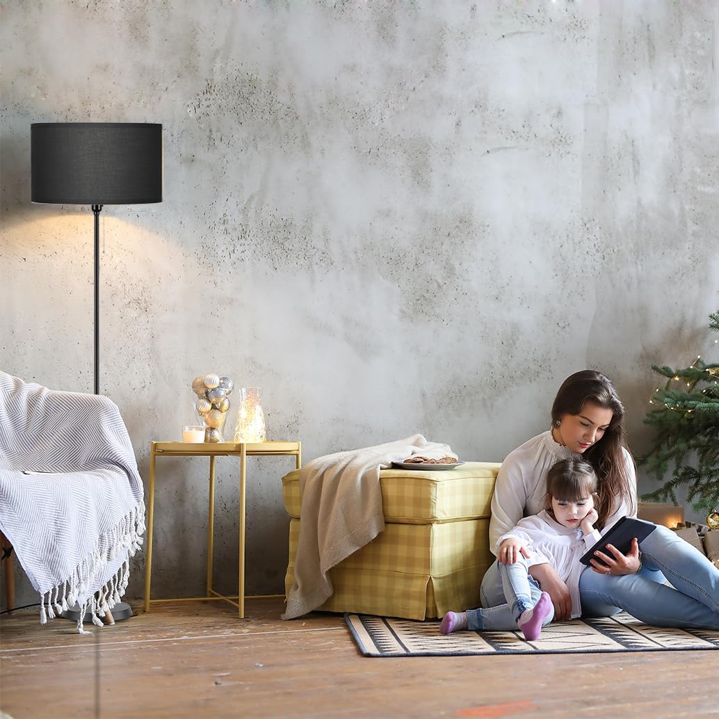 Thumbnail 6 de AoMck AM33-B Farmhouse Floor Lamp with Black Linen Shade and 3-Colour LED