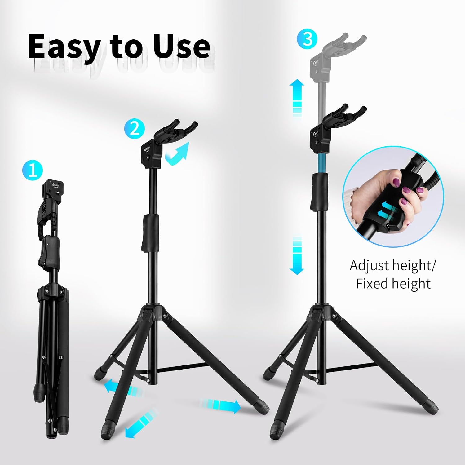 Detalle de GUITTO JOYO-GUITTO-GGS06 Guitar Stand with Auto-Lock, Adjustable, Foldable