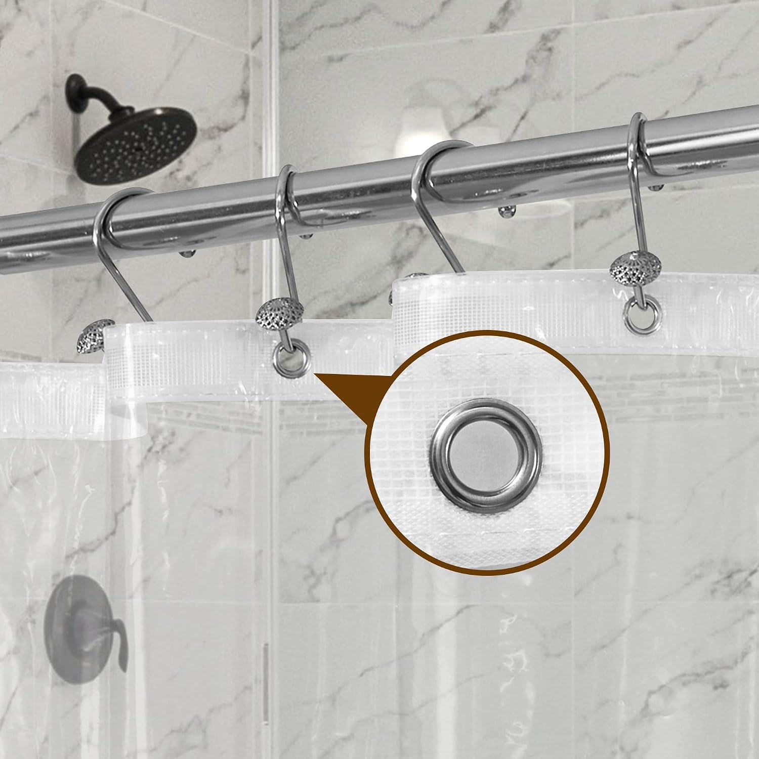 Detalle 2 de Barossa Design Premium Shower Curtain Liner Standard Size, Clear