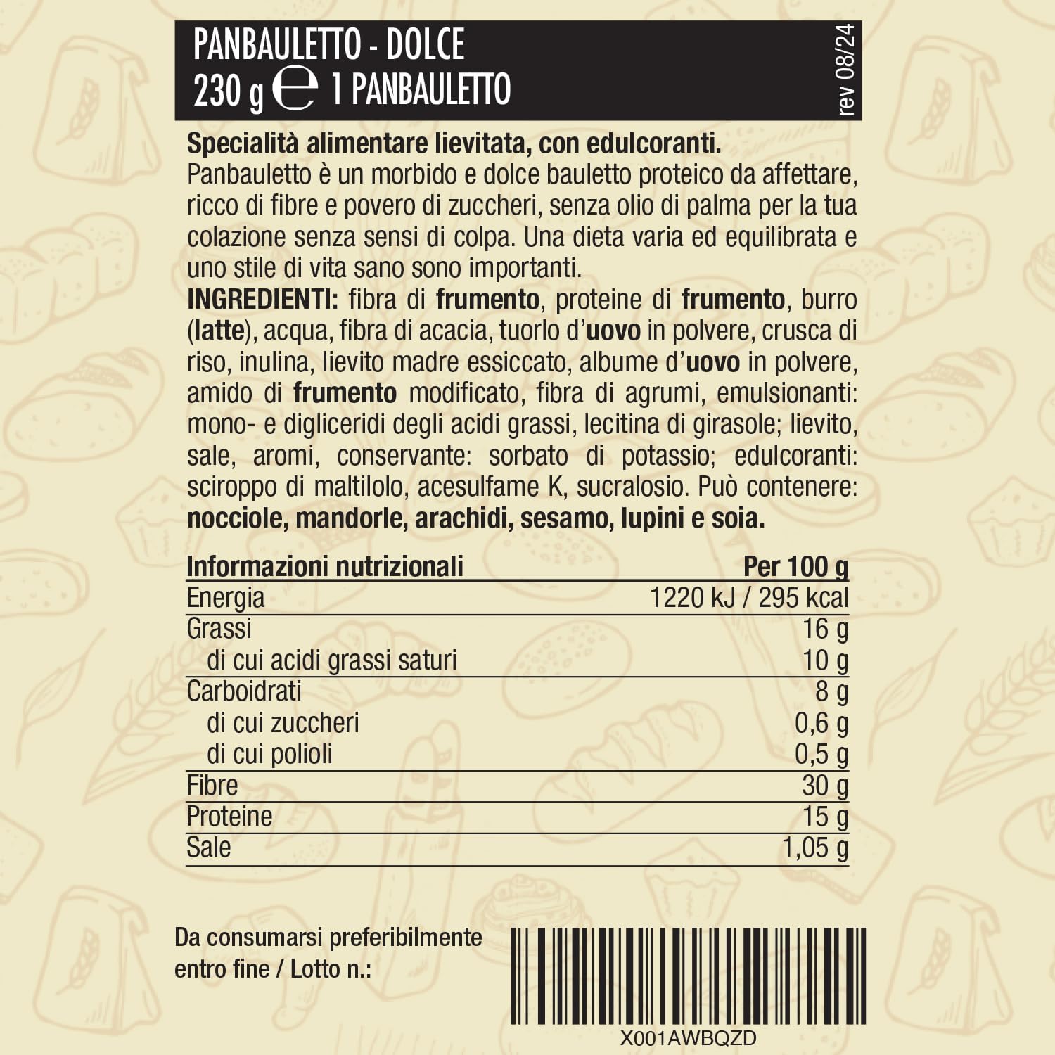 Detalle 2 de EatPro Pane Proteico Dolce 230g, 15% proteine 🍞