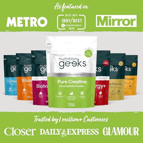 Thumbnail 7 de Nutrition Geeks Pure Creatine Monohydrate Powder – 315g (90 Servings), Unflavoured, Micronised & Easy to Dissolve