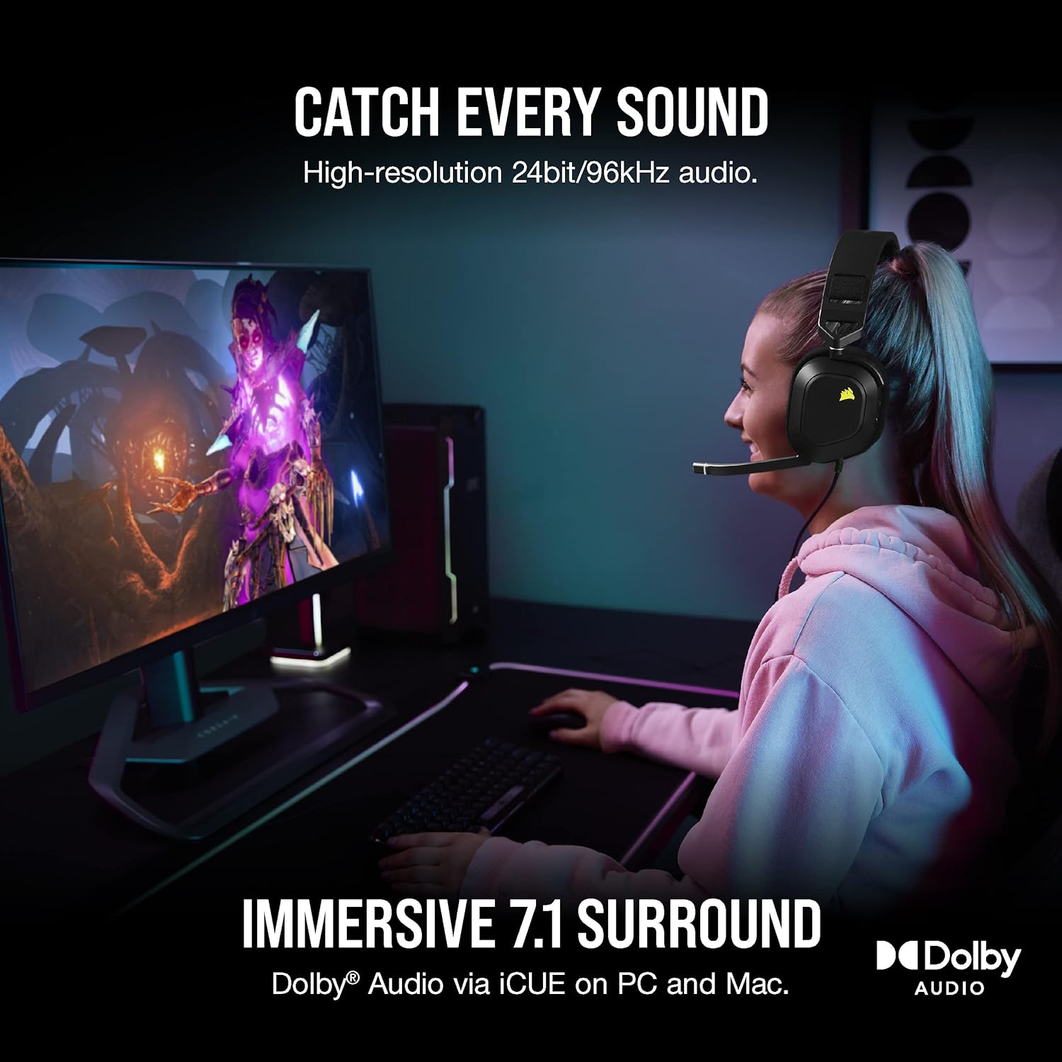 Thumbnail 1 de Corsair HS80 RGB USB gaming headset 7.1