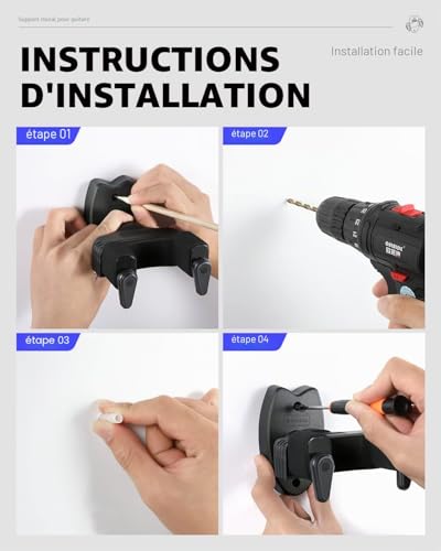Thumbnail 6 de Donner Support mural pour guitare 2-Pack – Verrouillage automatique et protection EVA