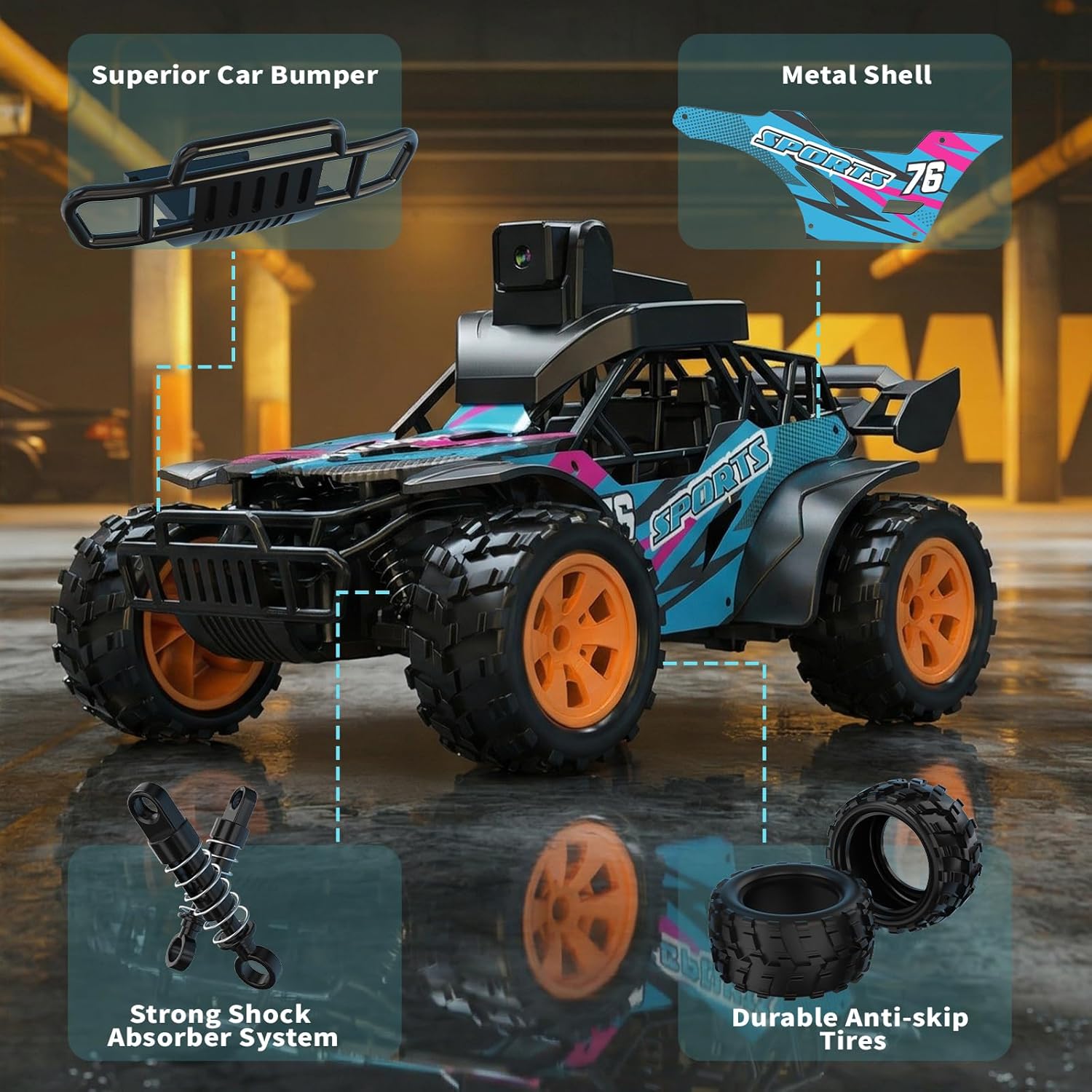 Detalle de Macchina Telecomandata con Telecamera: auto RC 2,4 GHz con schermo LCD da 2,8" e telecamera orientabile