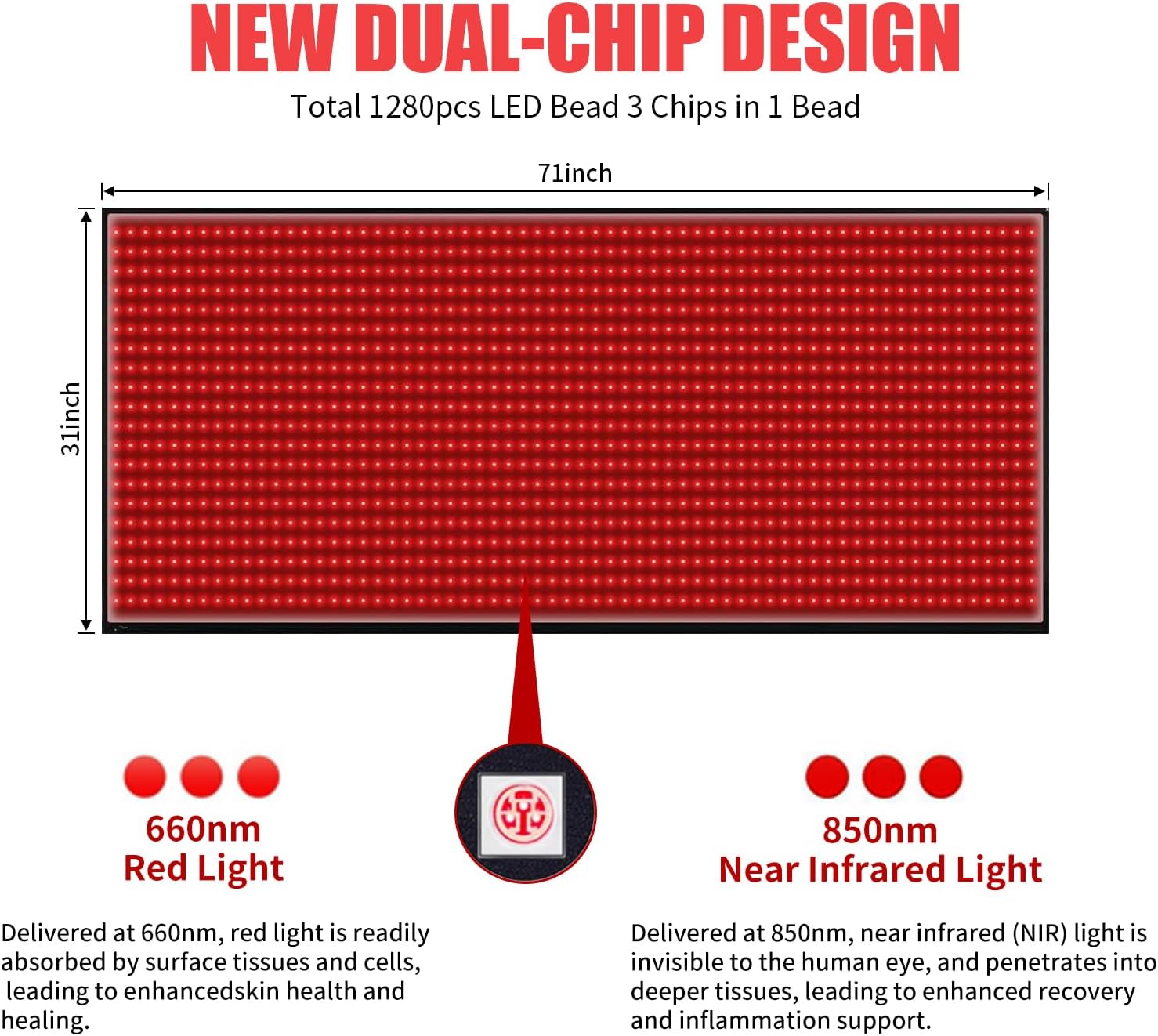 Detalle de cabpay Red Light Therapy Pad: Full-Body 71 x 31 inch mat with 1280 LEDs for skin health and recovery