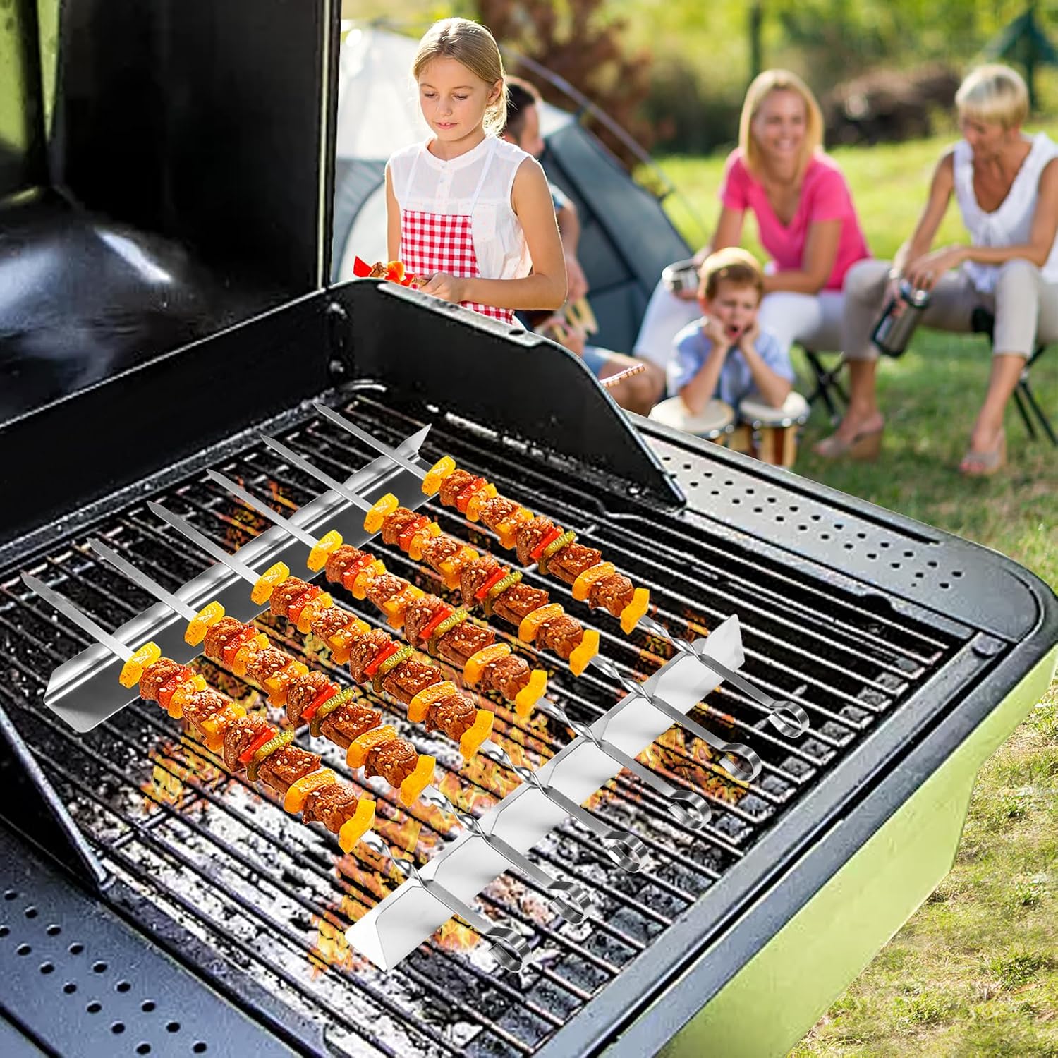 Detalle de TEUYOE BBQ Skewers Set with 6 Stainless Steel Skewers 🍢